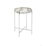 Currey & Company Freya Floral Jade Marble Accent Table