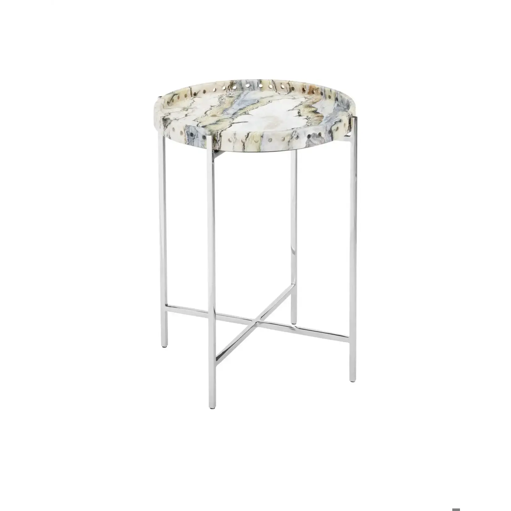 Currey & Company Freya Floral Jade Marble Accent Table