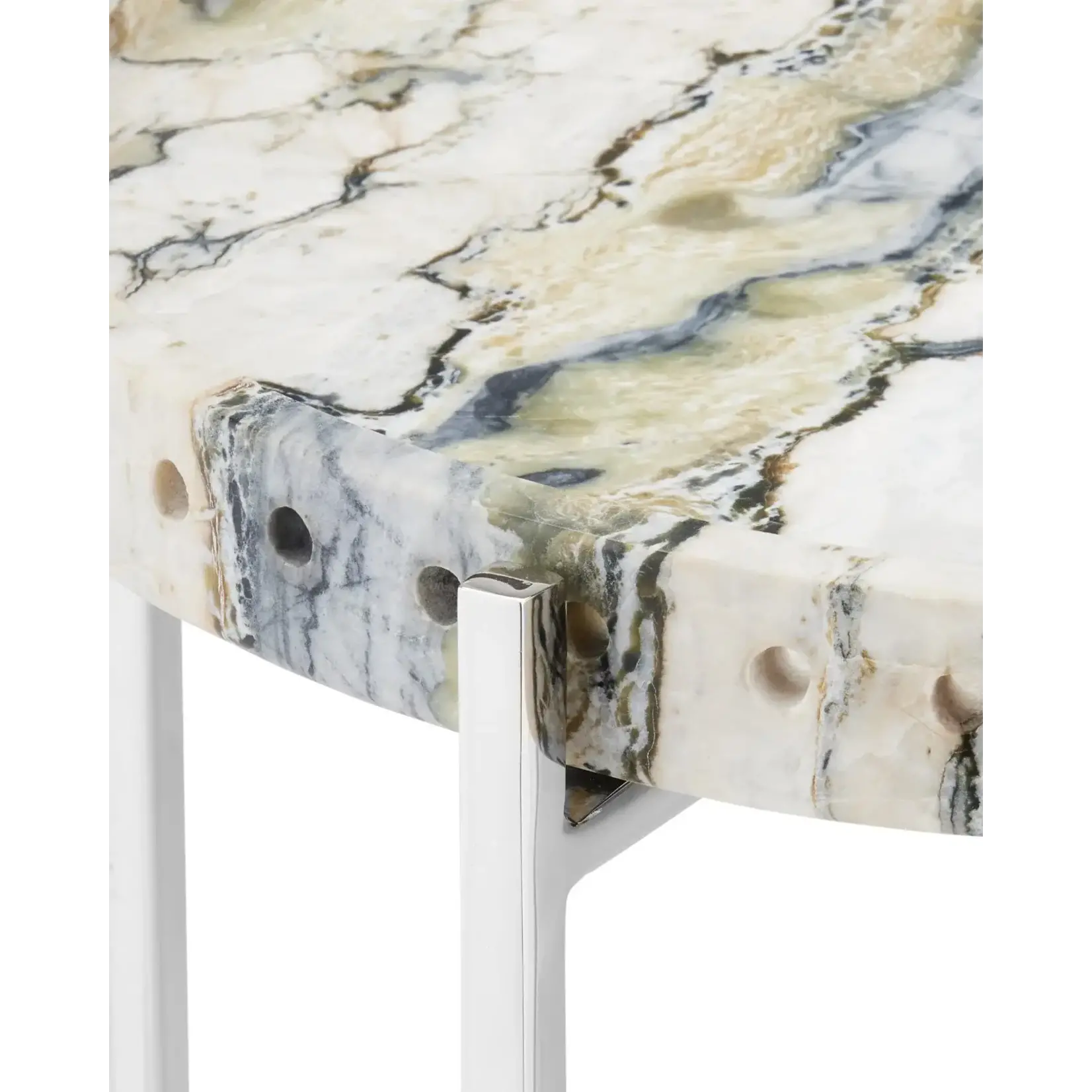 Currey & Company Freya Floral Jade Marble Accent Table