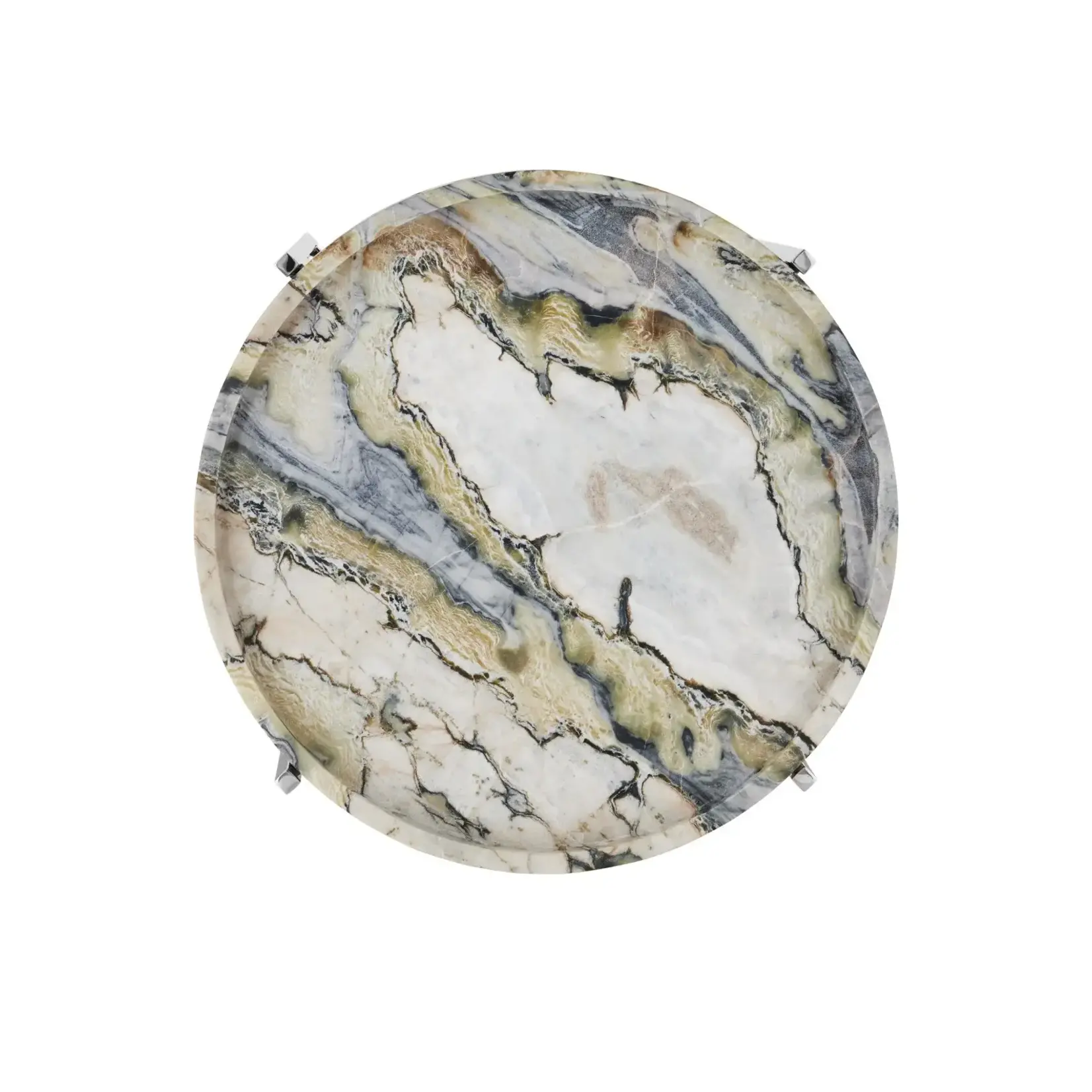 Currey & Company Freya Floral Jade Marble Accent Table