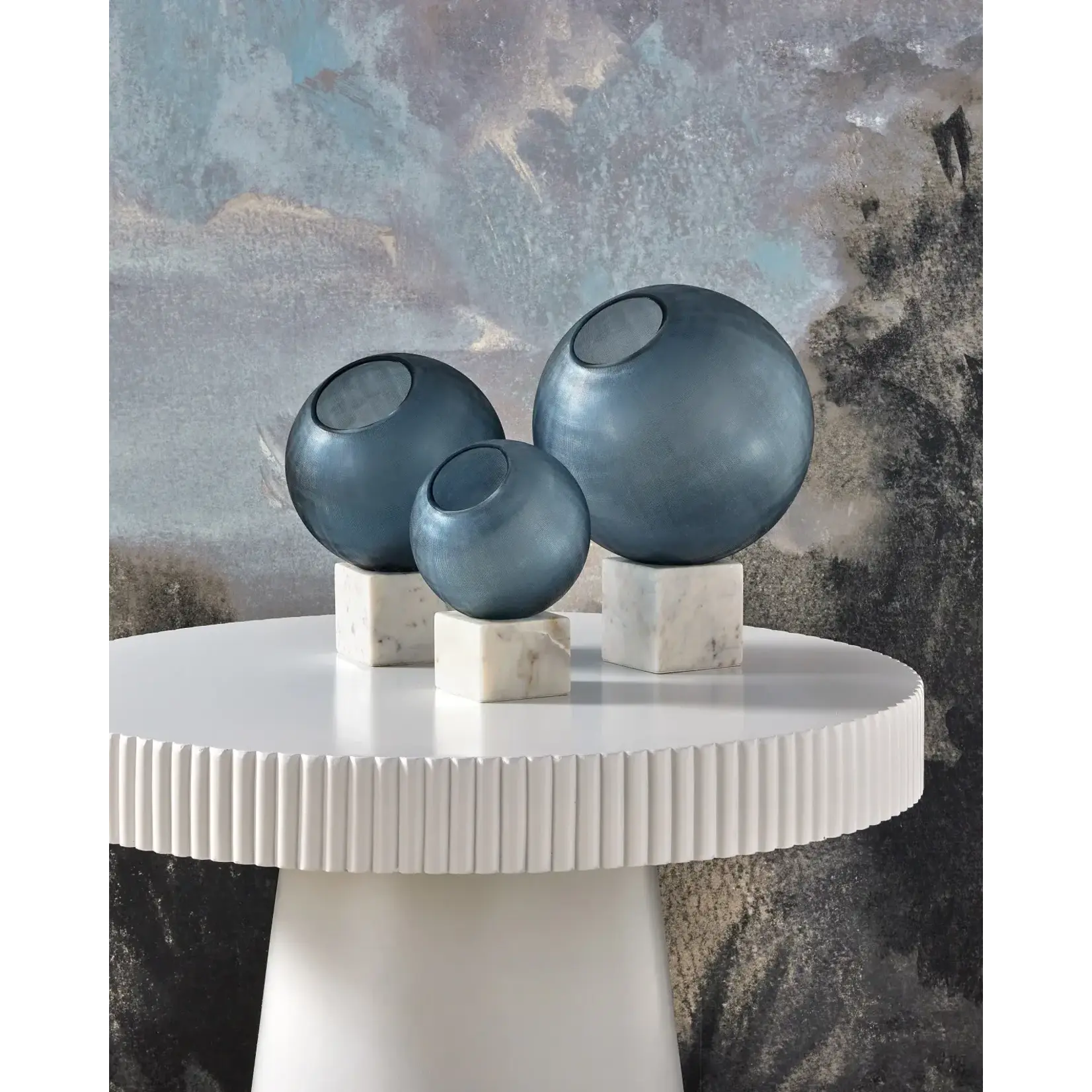 Currey & Company Fresno Blue Orb Set of 3