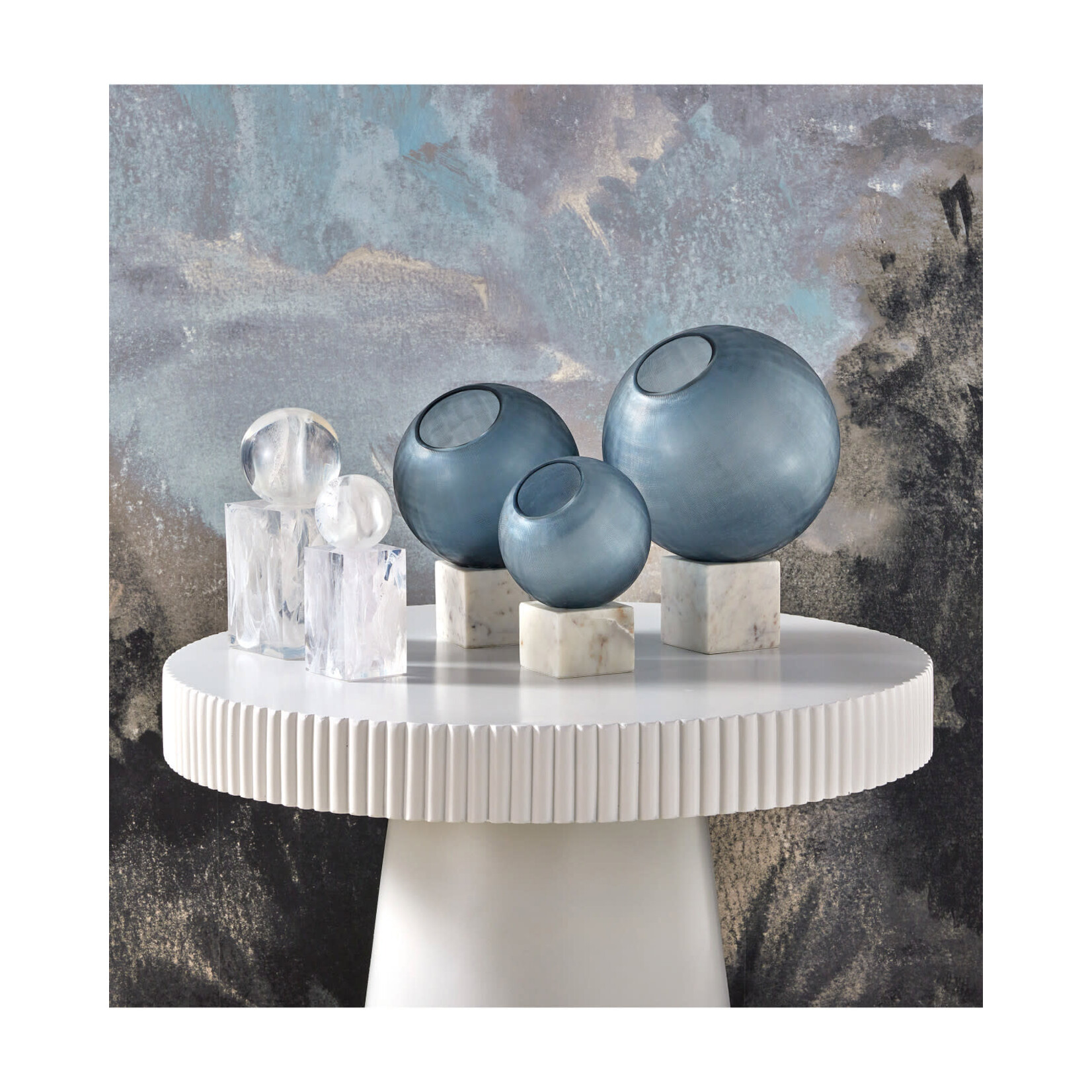 Currey & Company Fresno Blue Orb Set of 3