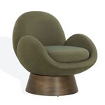 Safavien Paolini Metal Base Accent Chair Olive Green Antique Gold