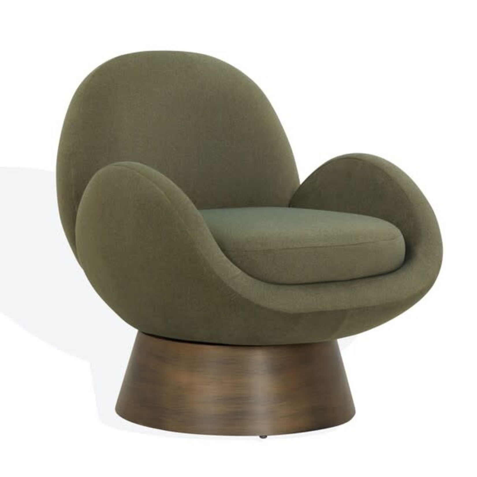 Safavien Paolini Metal Base Accent Chair Olive Green Antique Gold