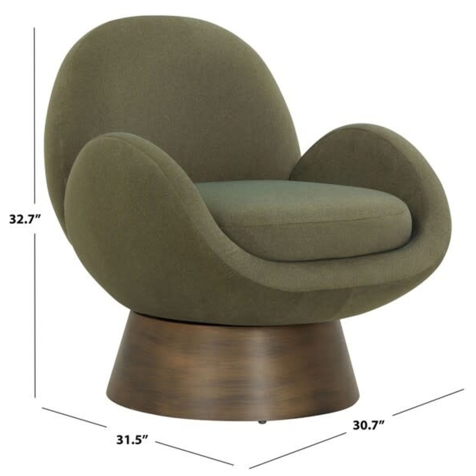 Safavien Paolini Metal Base Accent Chair Olive Green Antique Gold