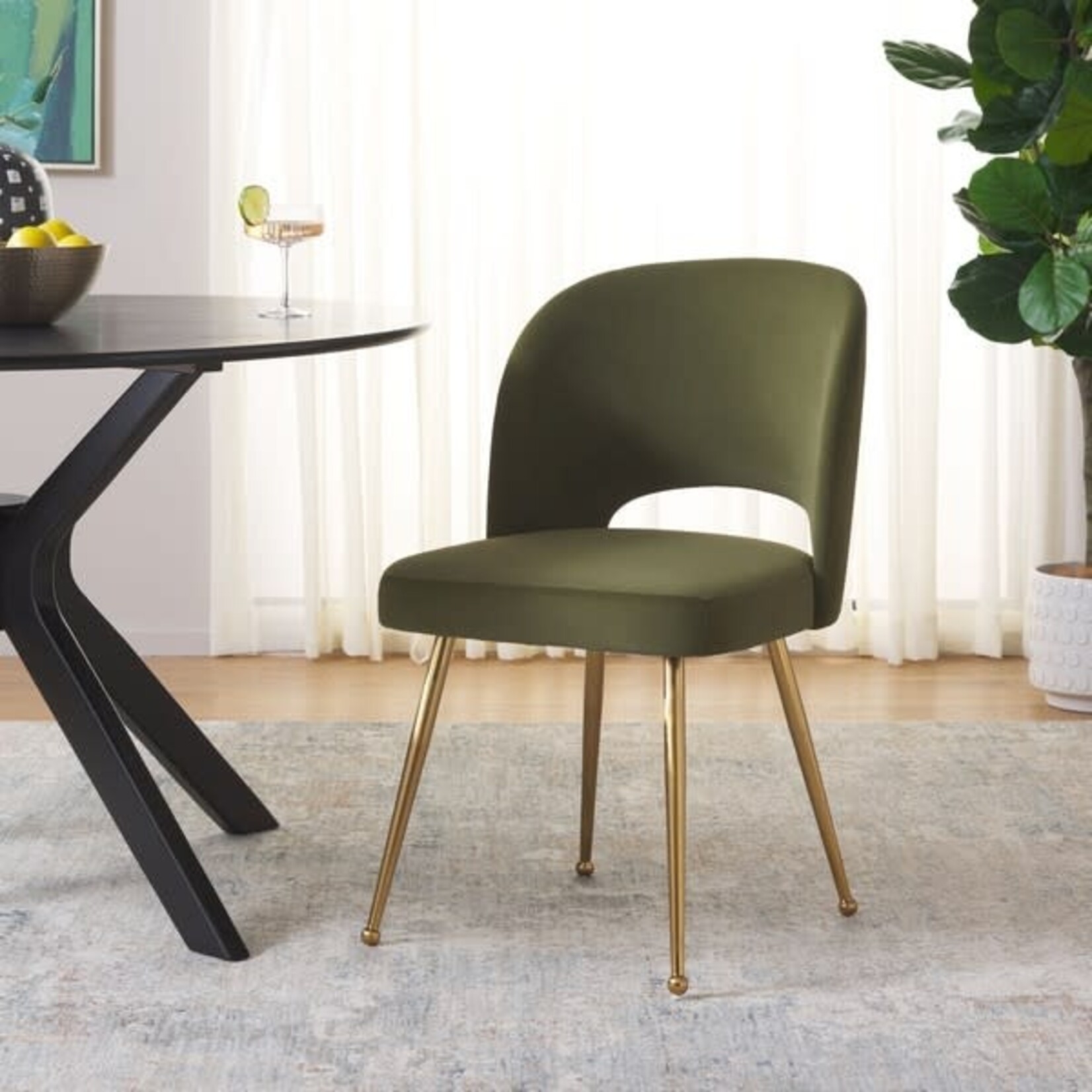 Safavien Aspyn Dining Chair Olive Brushed Gold