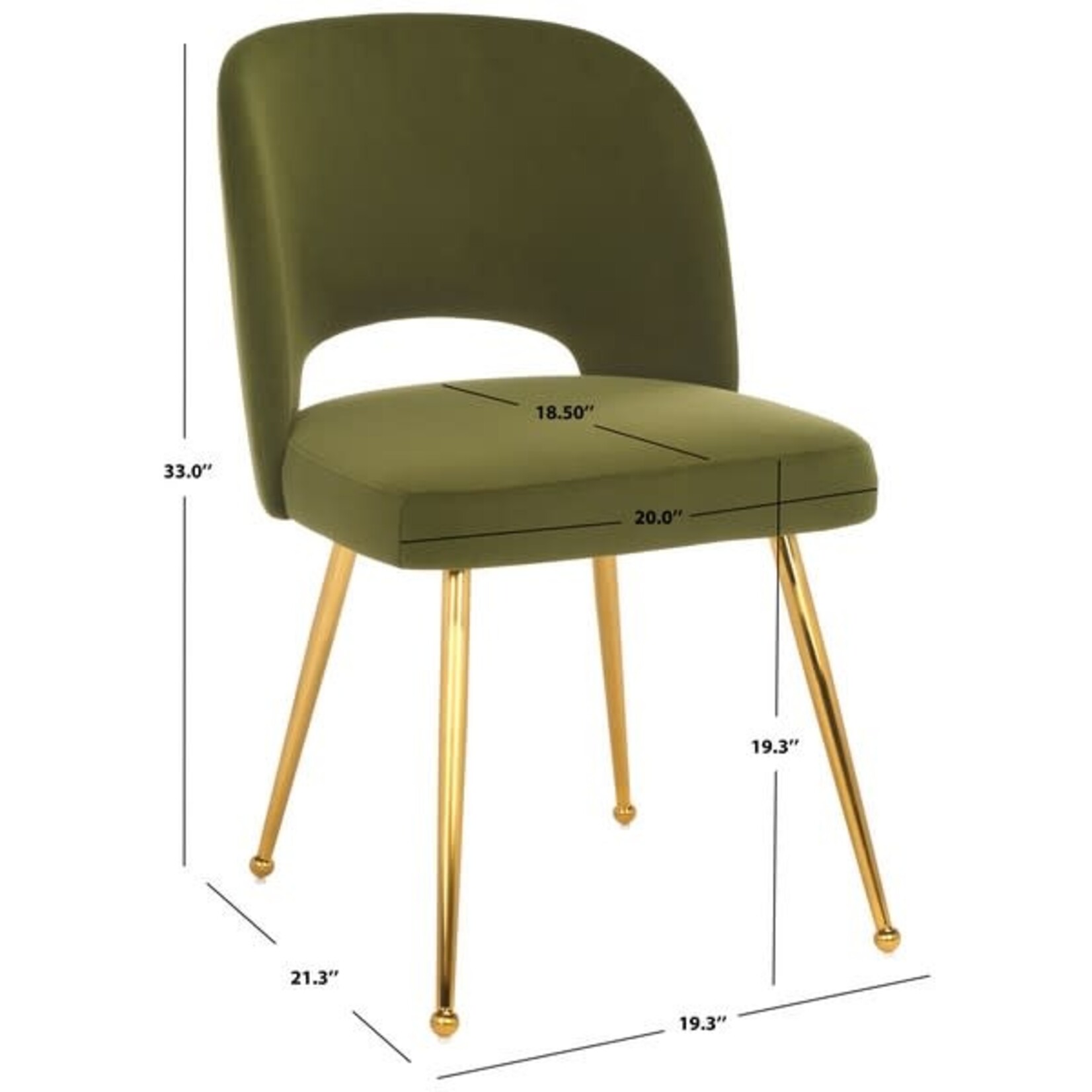 Safavien Aspyn Dining Chair Olive Brushed Gold