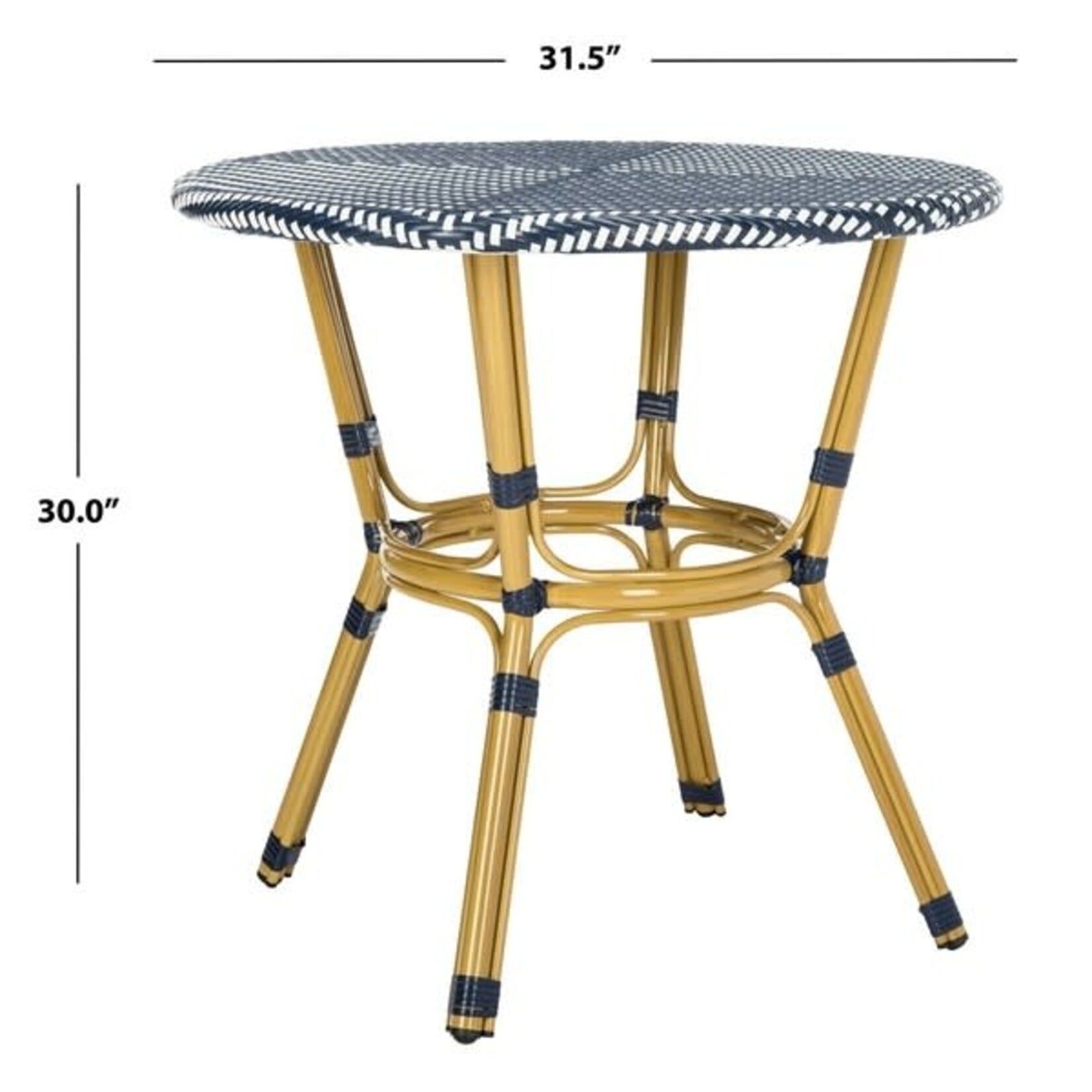Safavien Sidford Navy & White French Bistro Patio Table
