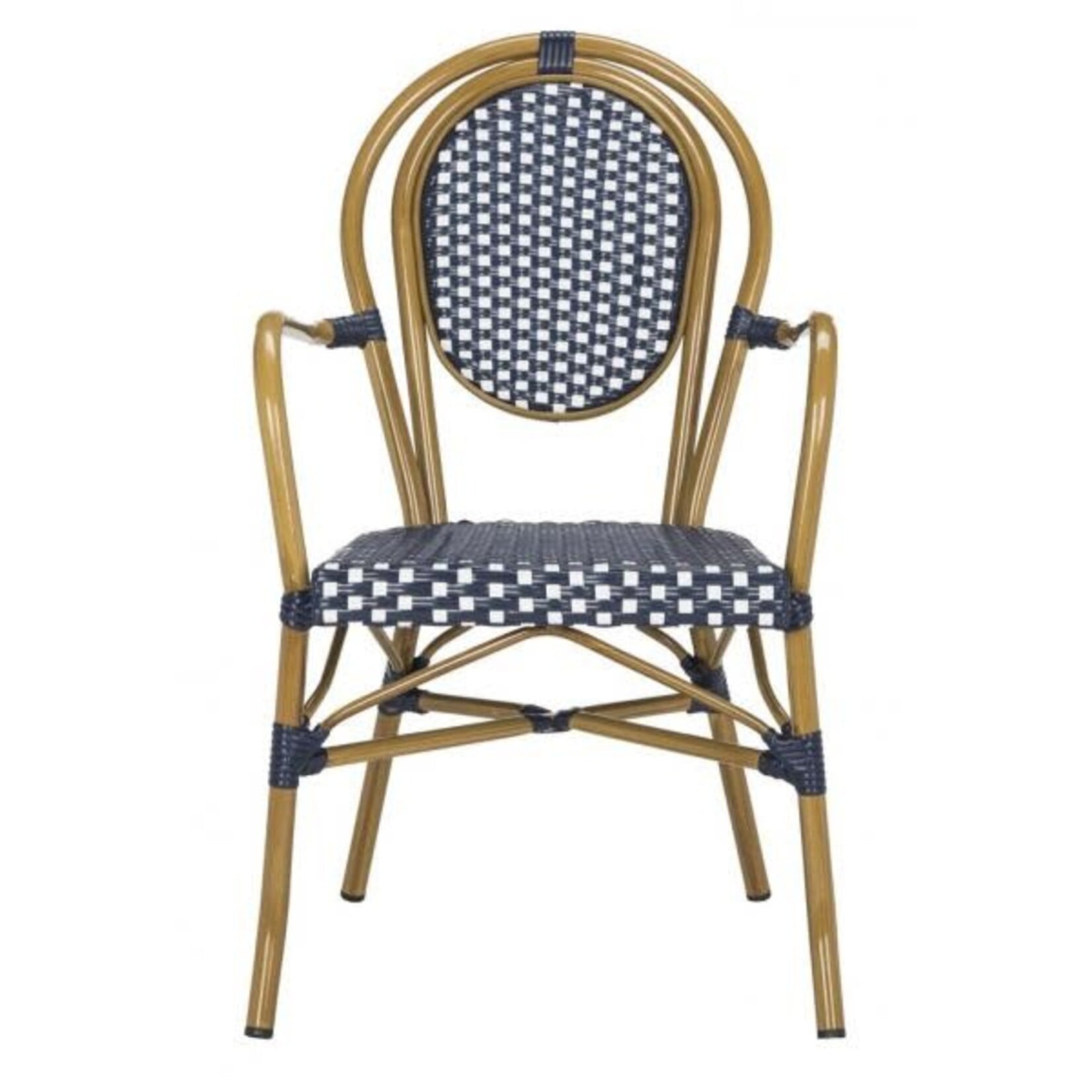 Safavien Rosen Navy & White French Bistro Patio Armchair