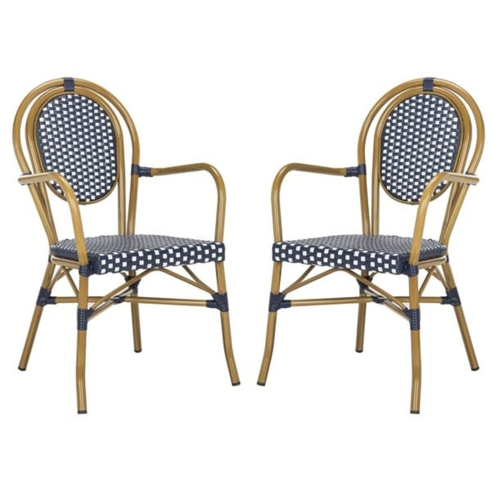 Safavien Rosen Navy & White French Bistro Patio Armchair
