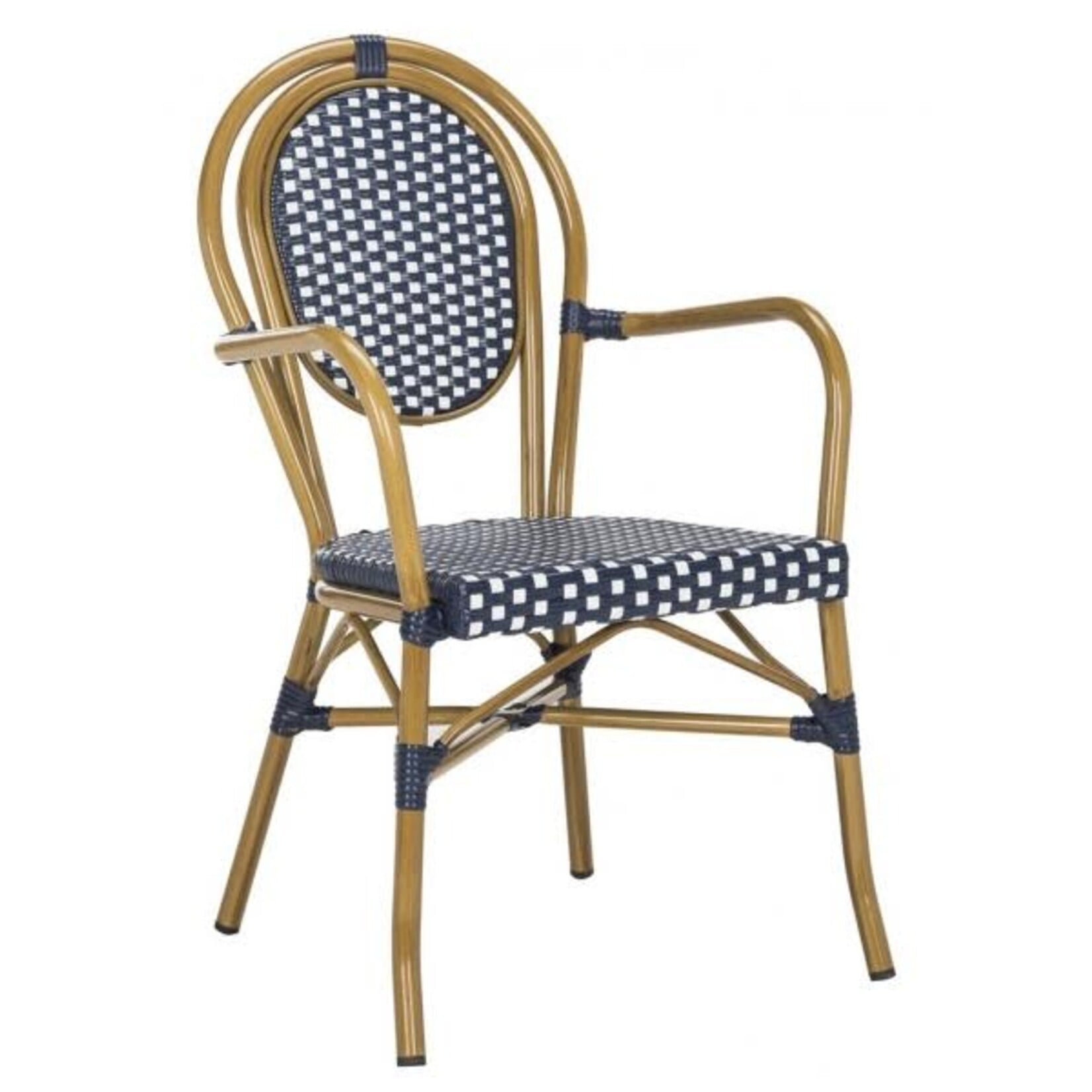 Safavien Rosen Navy & White French Bistro Patio Armchair