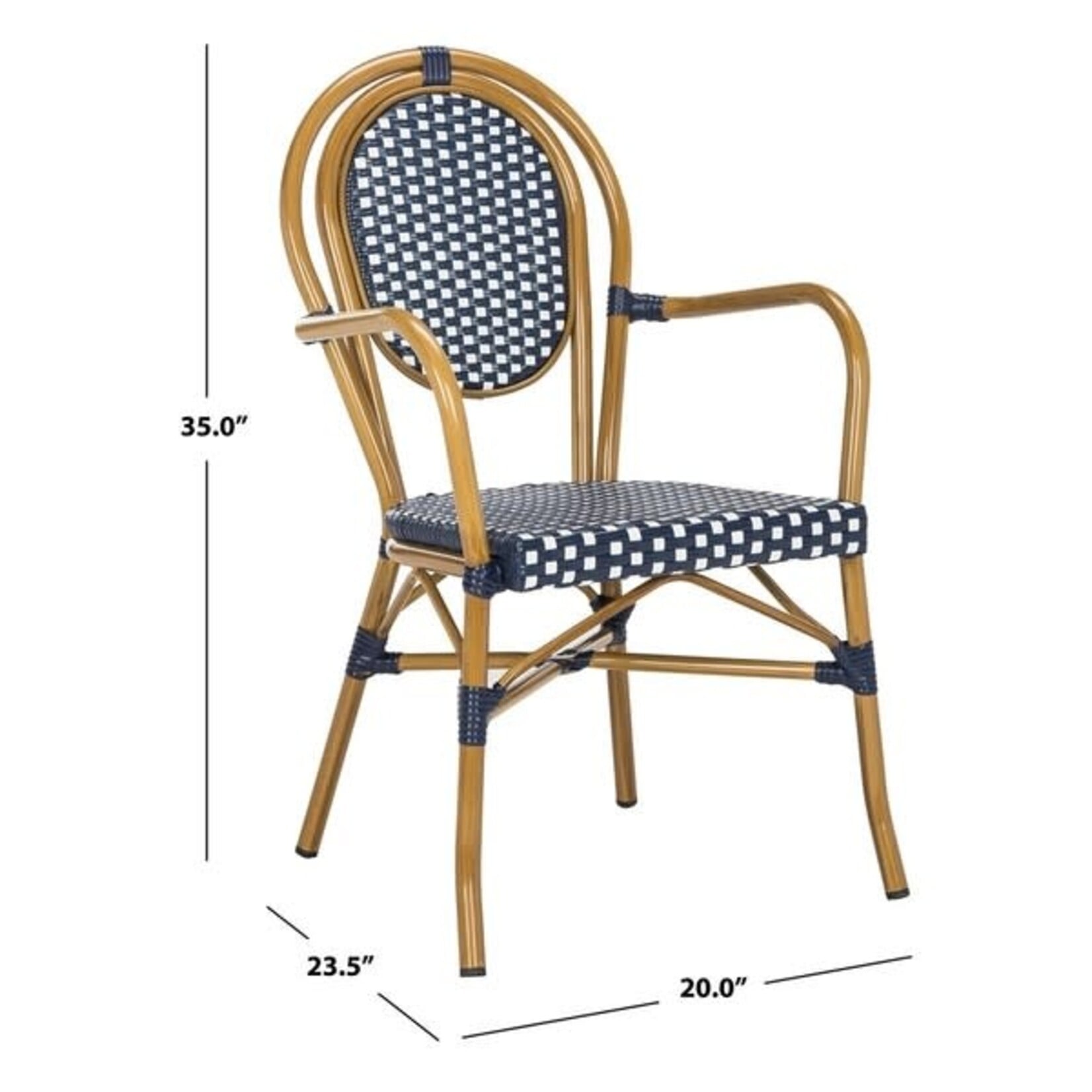 Safavien Rosen Navy & White French Bistro Patio Armchair