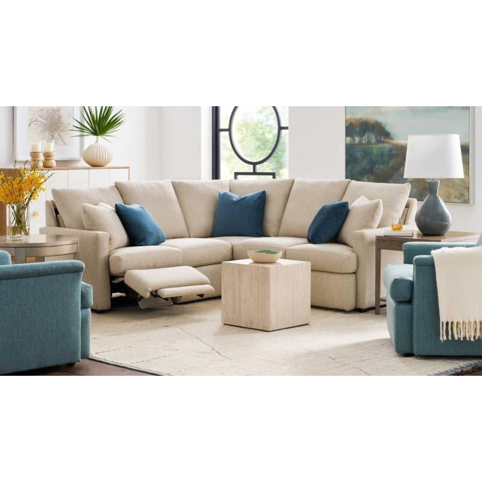 Sherrill Furniture Corner Sectional Power Recliner Malibu Natural