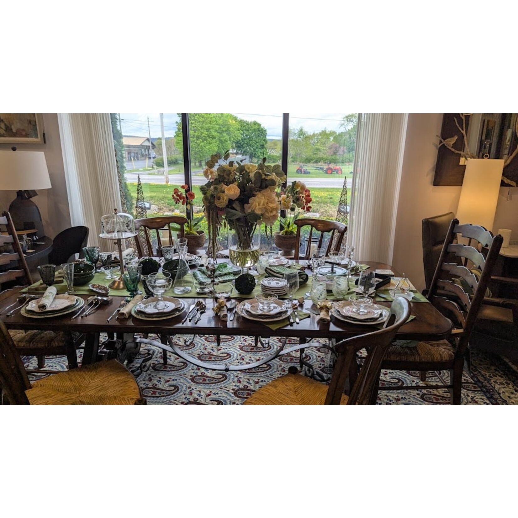 Maitland Smith Dining Table with Mahogany Marquetry Veneer Top