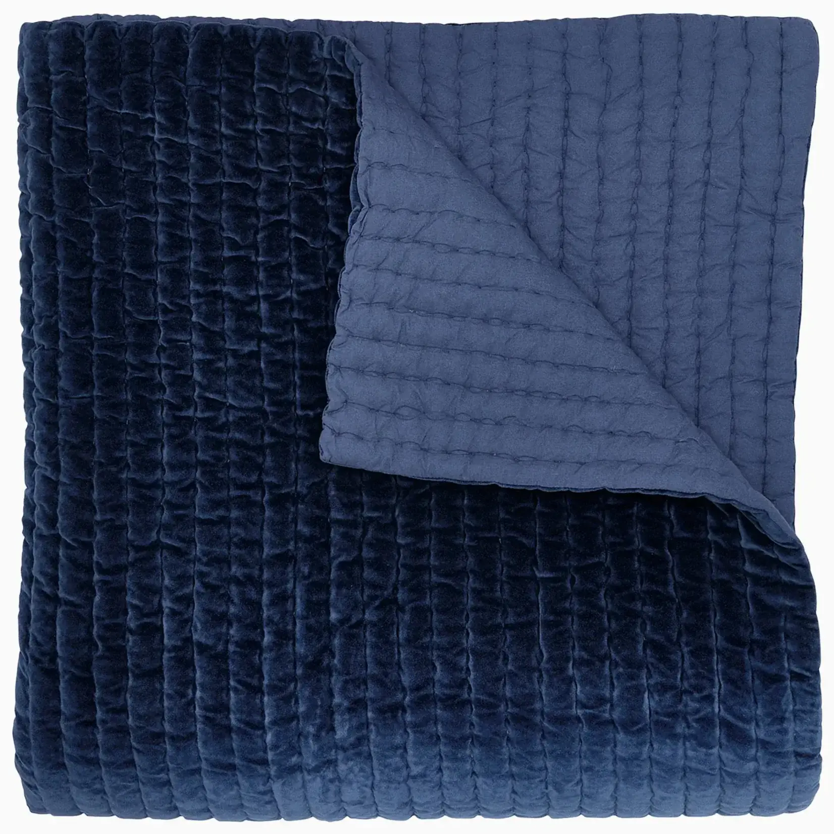 John Robshaw Textiles Velvet Indigo Coverlet 110x92