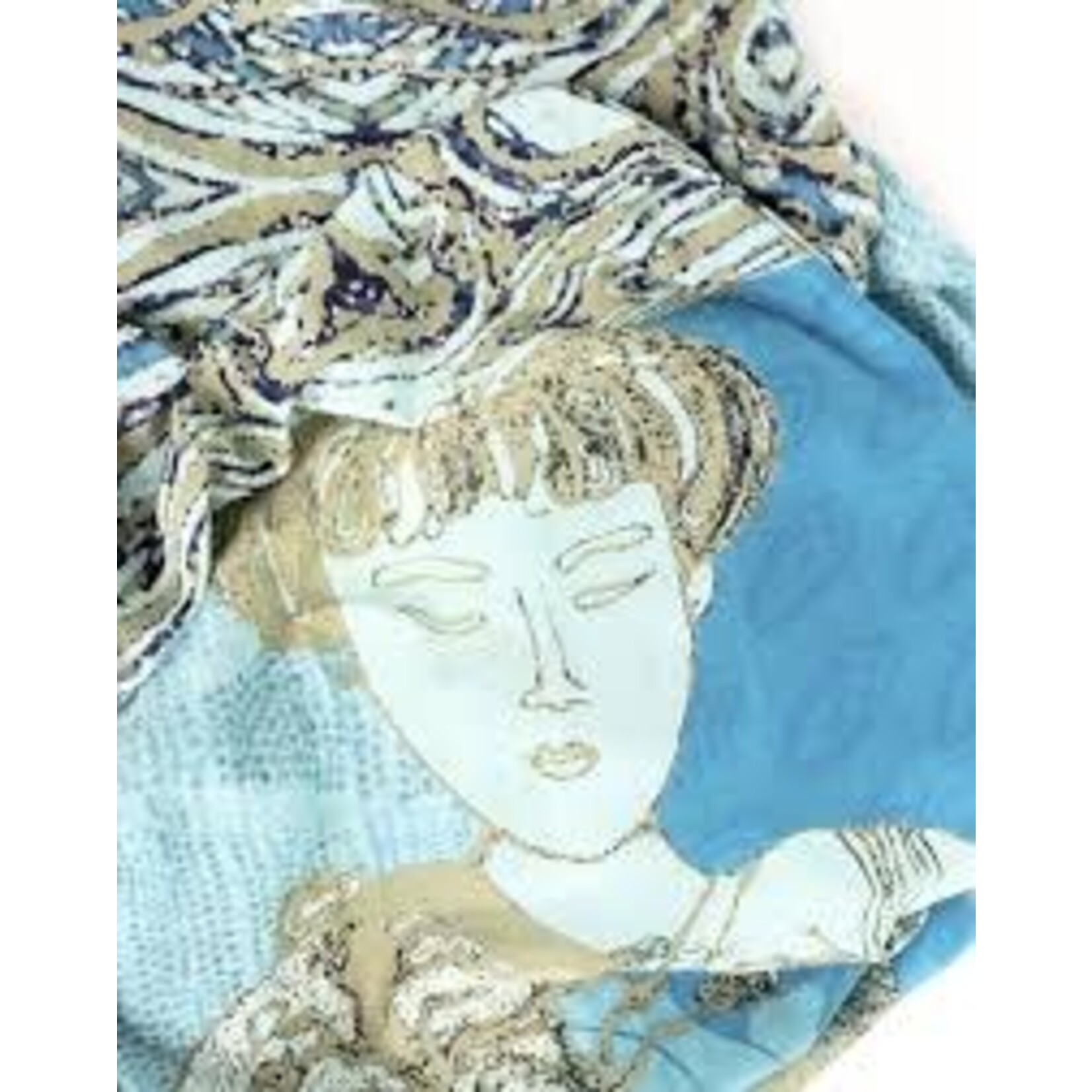 Sara Anderson Fair Lady Blue Silk Cashmere Scarf