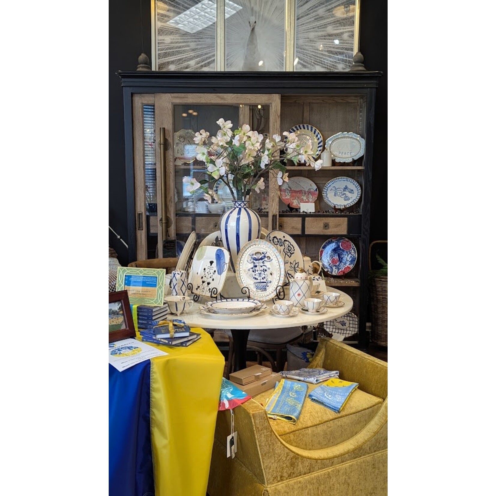Gunia Project Hand Painted White Blue & Gold Rabbit Teapot