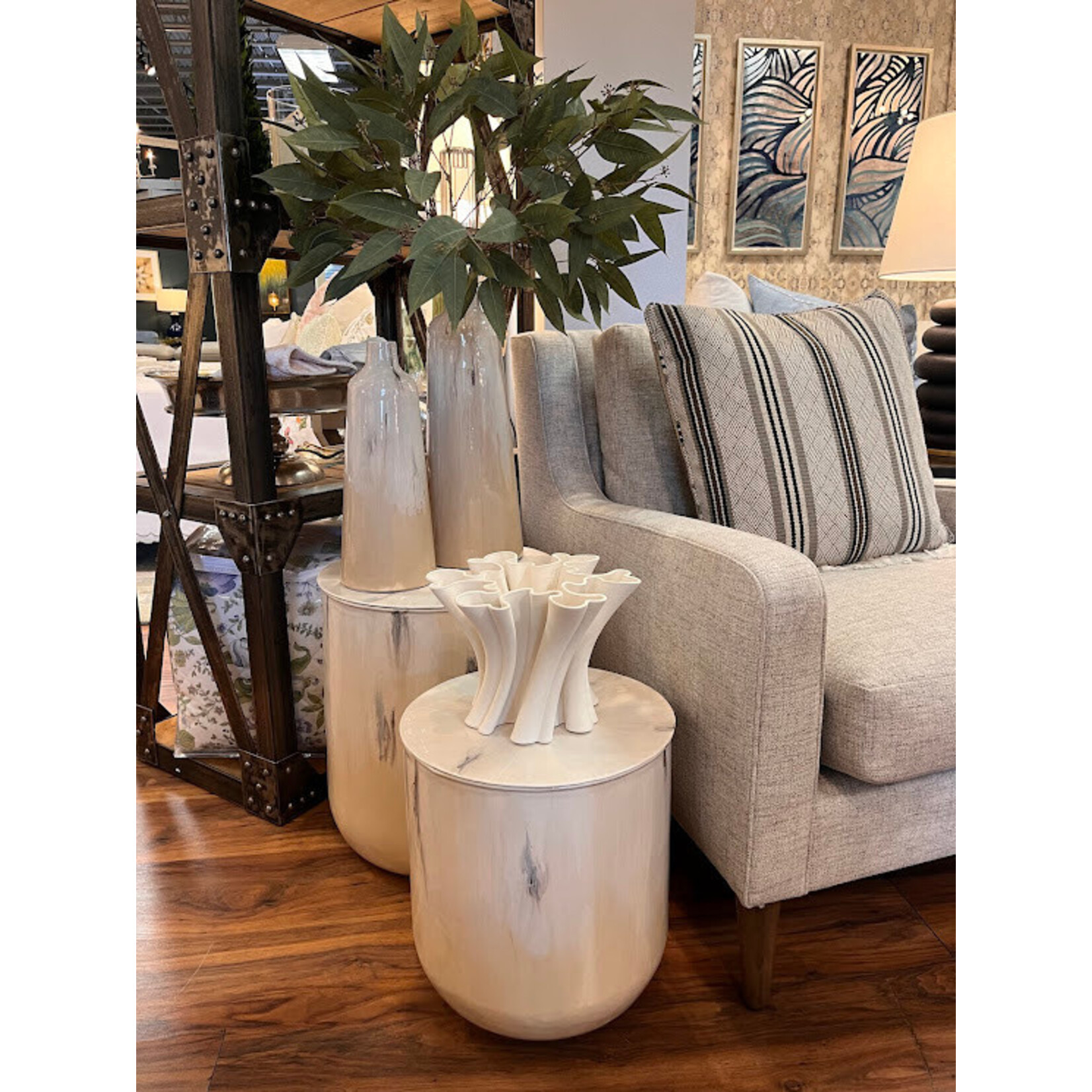 Currey & Company Godet Twist White Vase