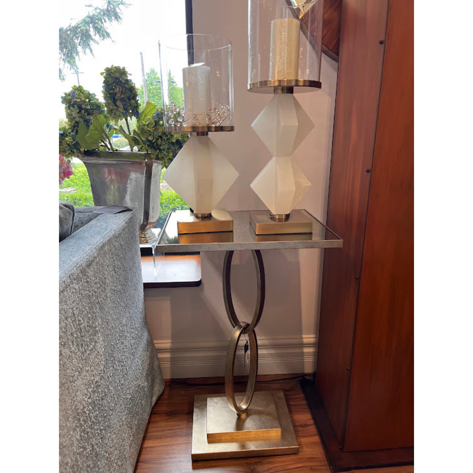 Currey & Company Bangle Accent Table with Mirror Top