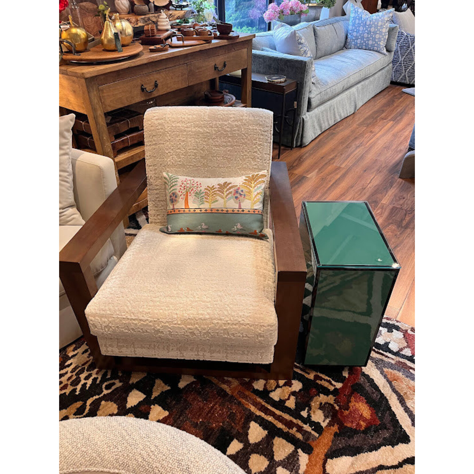 Currey & Company Green Lacquer Side Table