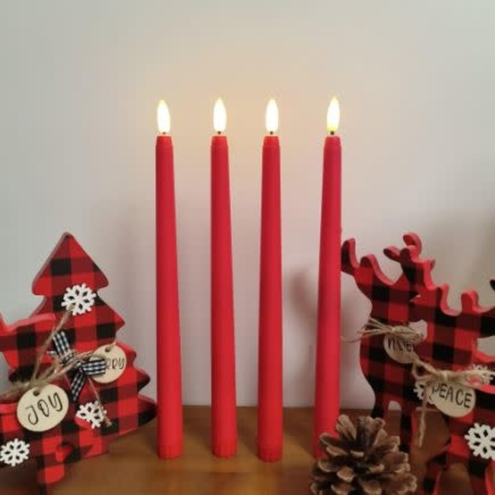RAZ Imports Moving Flameless 12" Red Taper Candles Set of 2