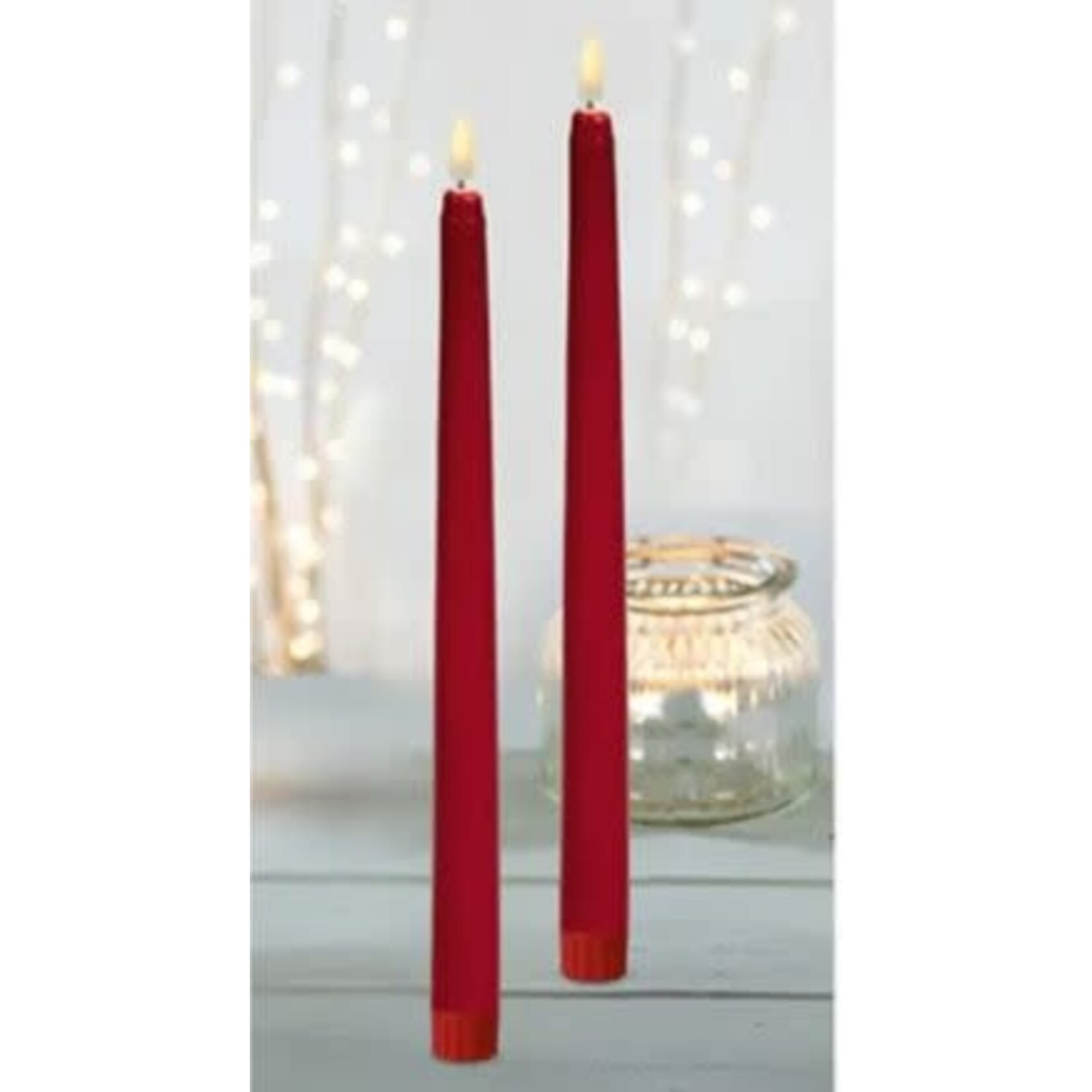 RAZ Imports Moving Flameless 12" Red Taper Candles Set of 2