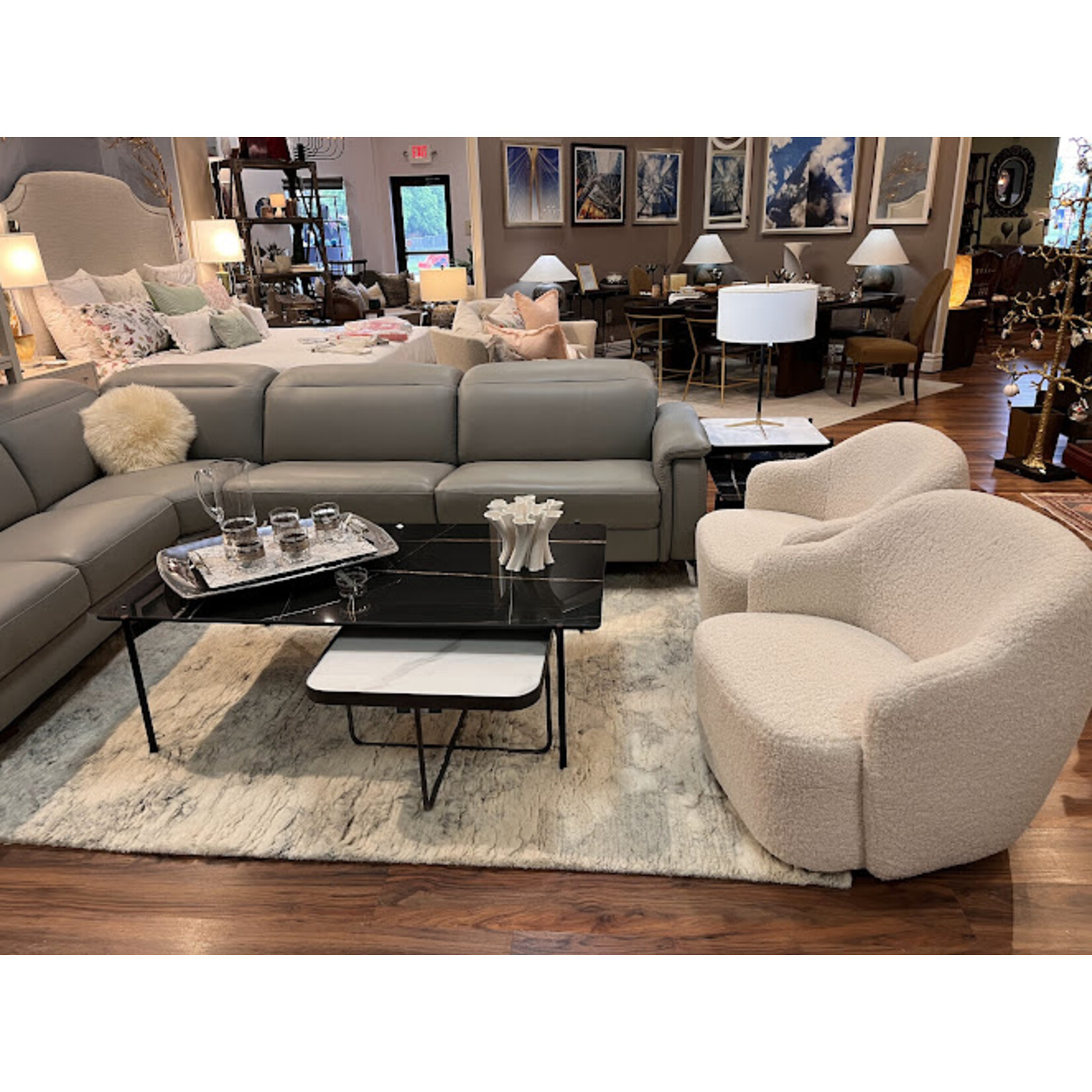 Bellini Modern Living Oxford Left Hand Motion Leather Sectional Grey