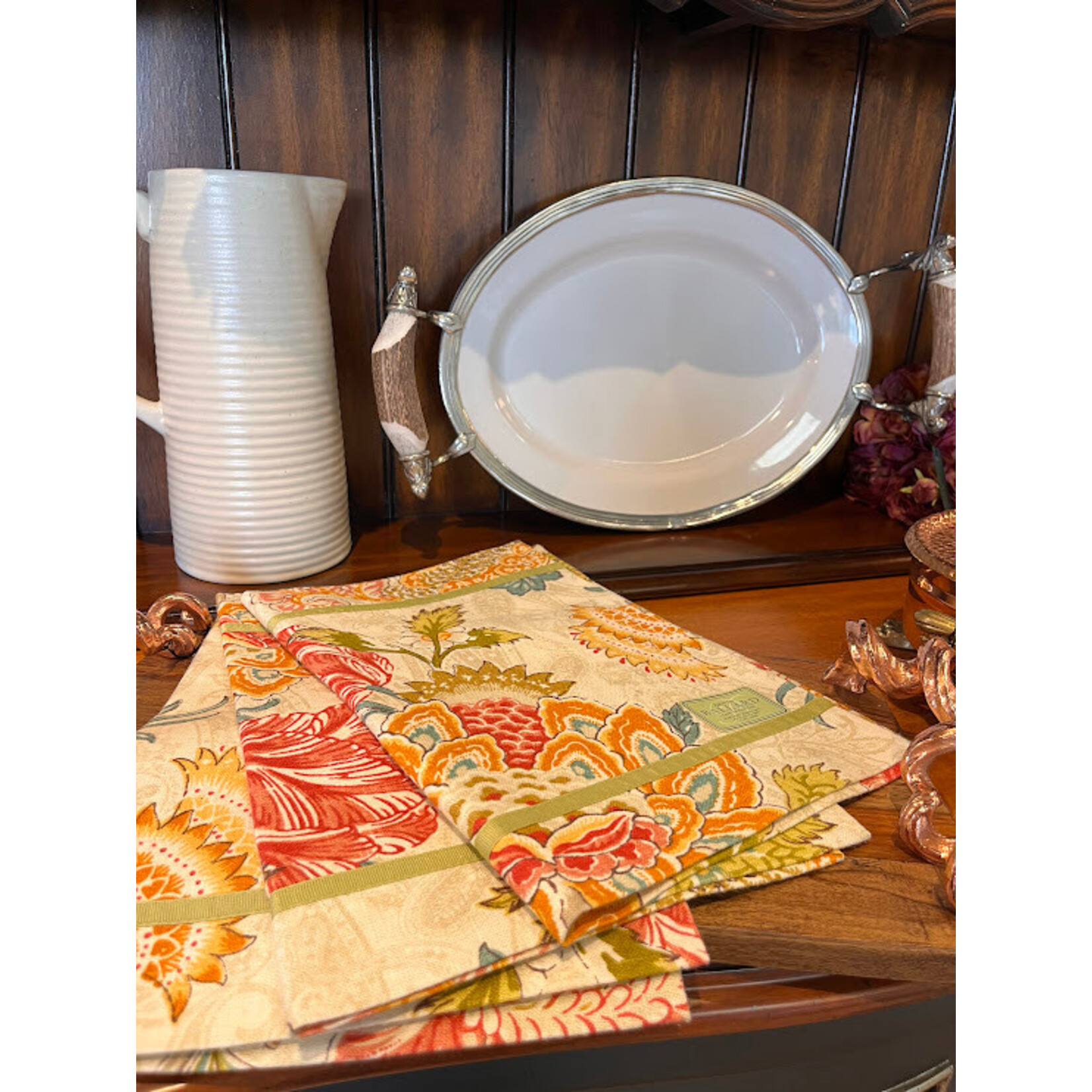 Karen Lee Ballard Retreat Floral Placemat Citron Ribbon