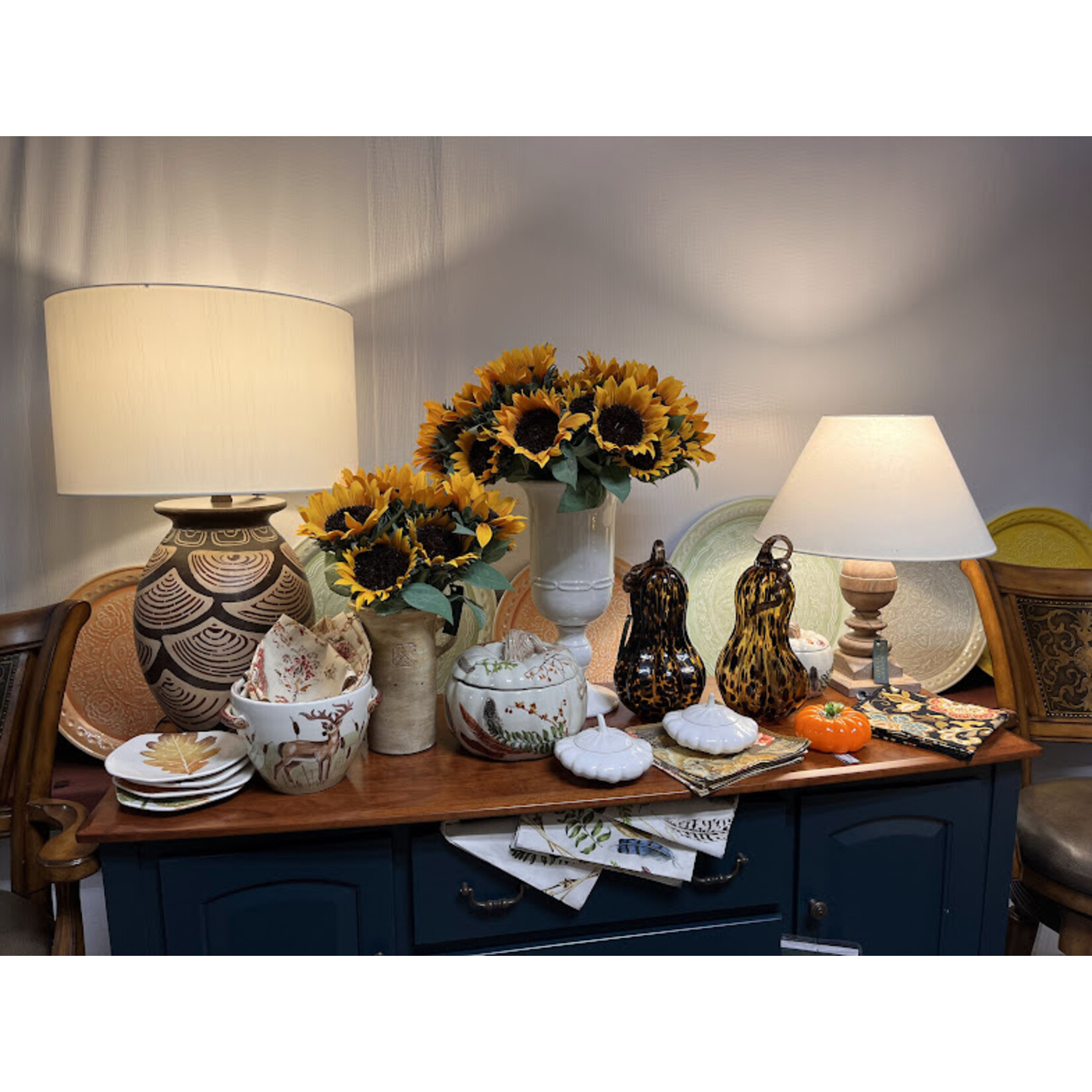 Two's Company Hand-Blown Glass Amber Pumpkin Gourd