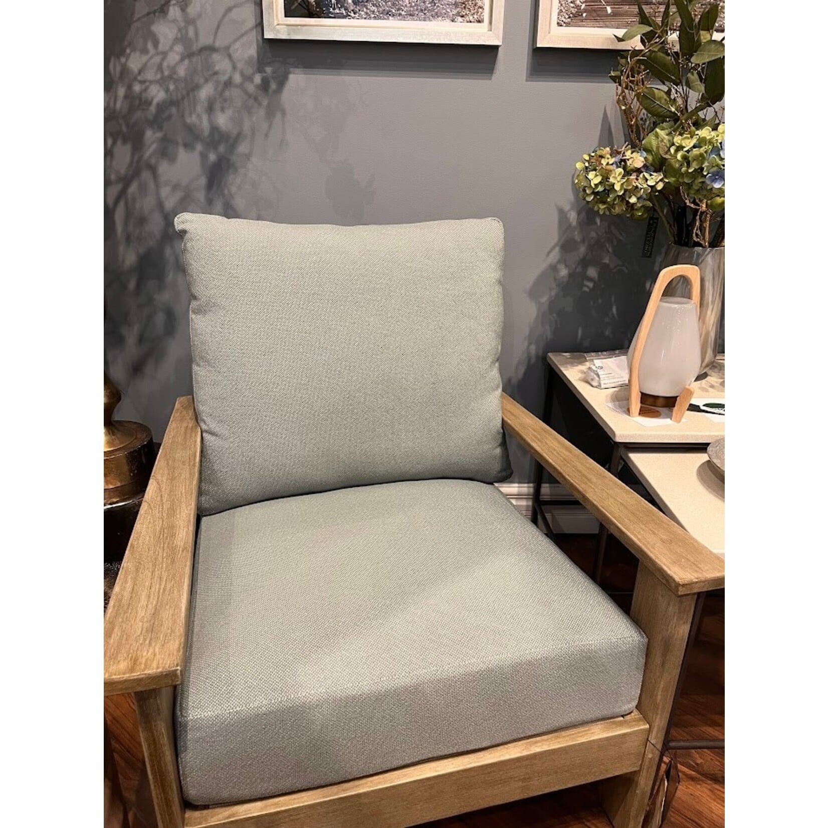Summer Classics Ashland Teak Outdoor Lounge Chair with Intermix Sky Cushion