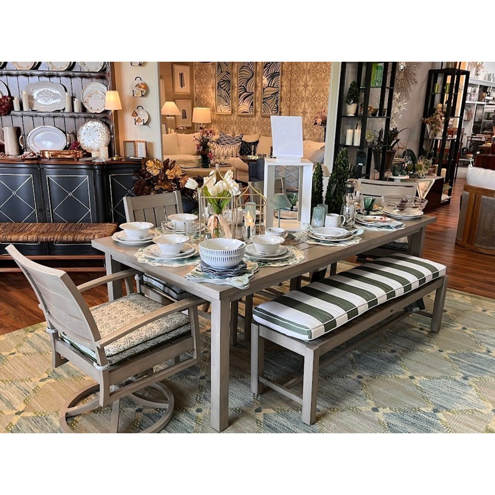 Summer Classics Club Aluminum Oyster Rectangular Outdoor Dining Table