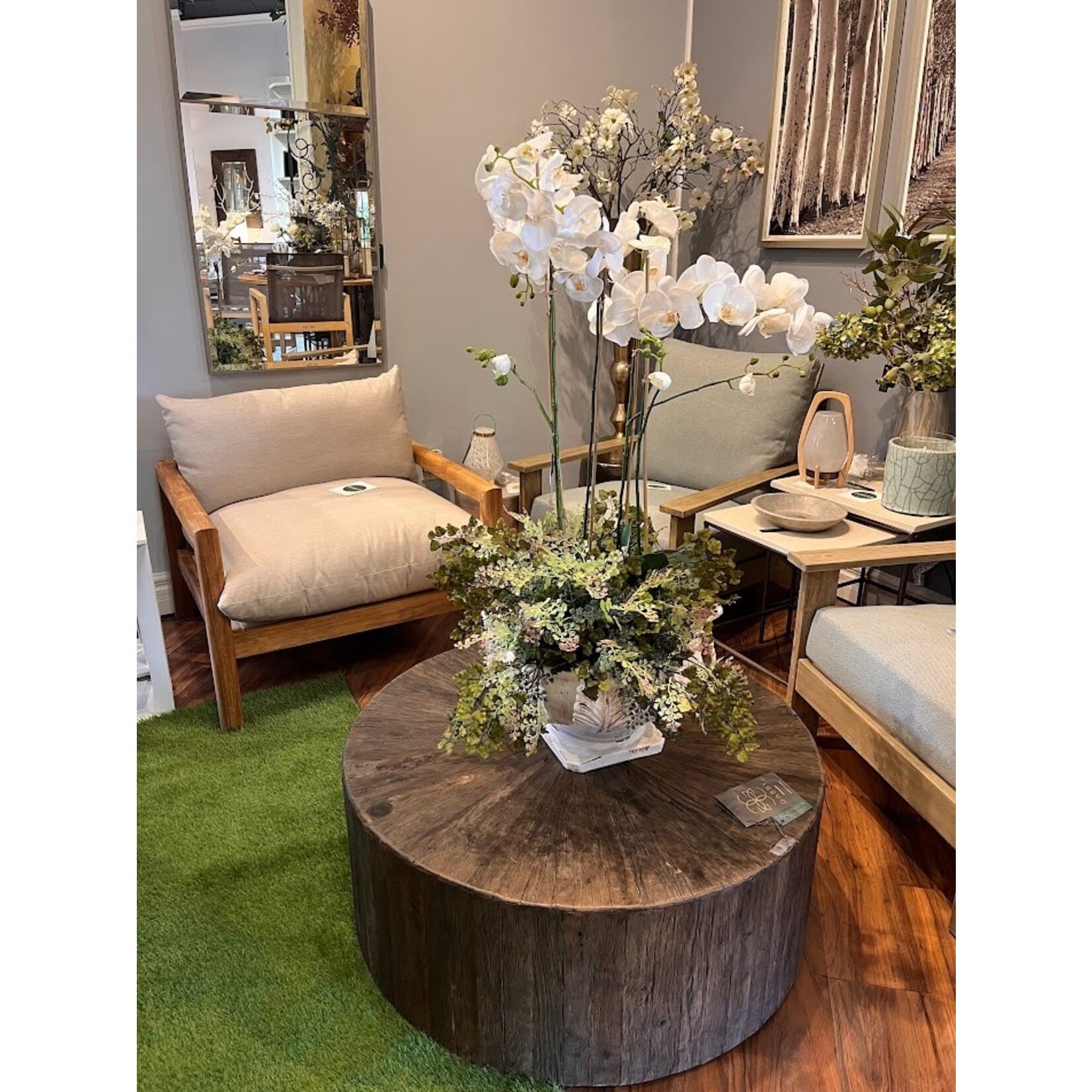 Summer Classics Monterey Natural Teak Lounge Chair & Linen Dove Cushion