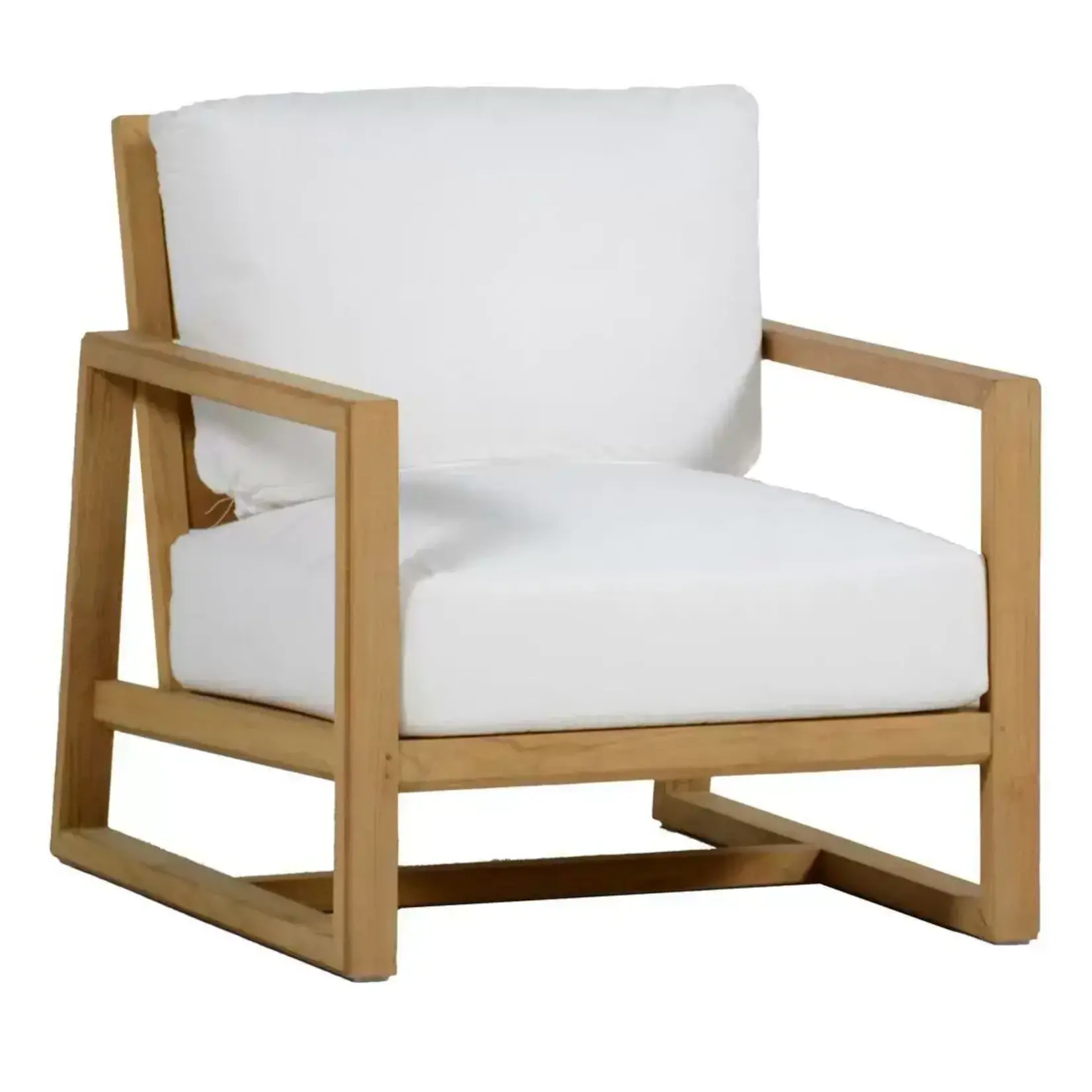 Summer Classics Avondale Oyster Teak Lounge Chair with Chenille Dot Navy Cushion