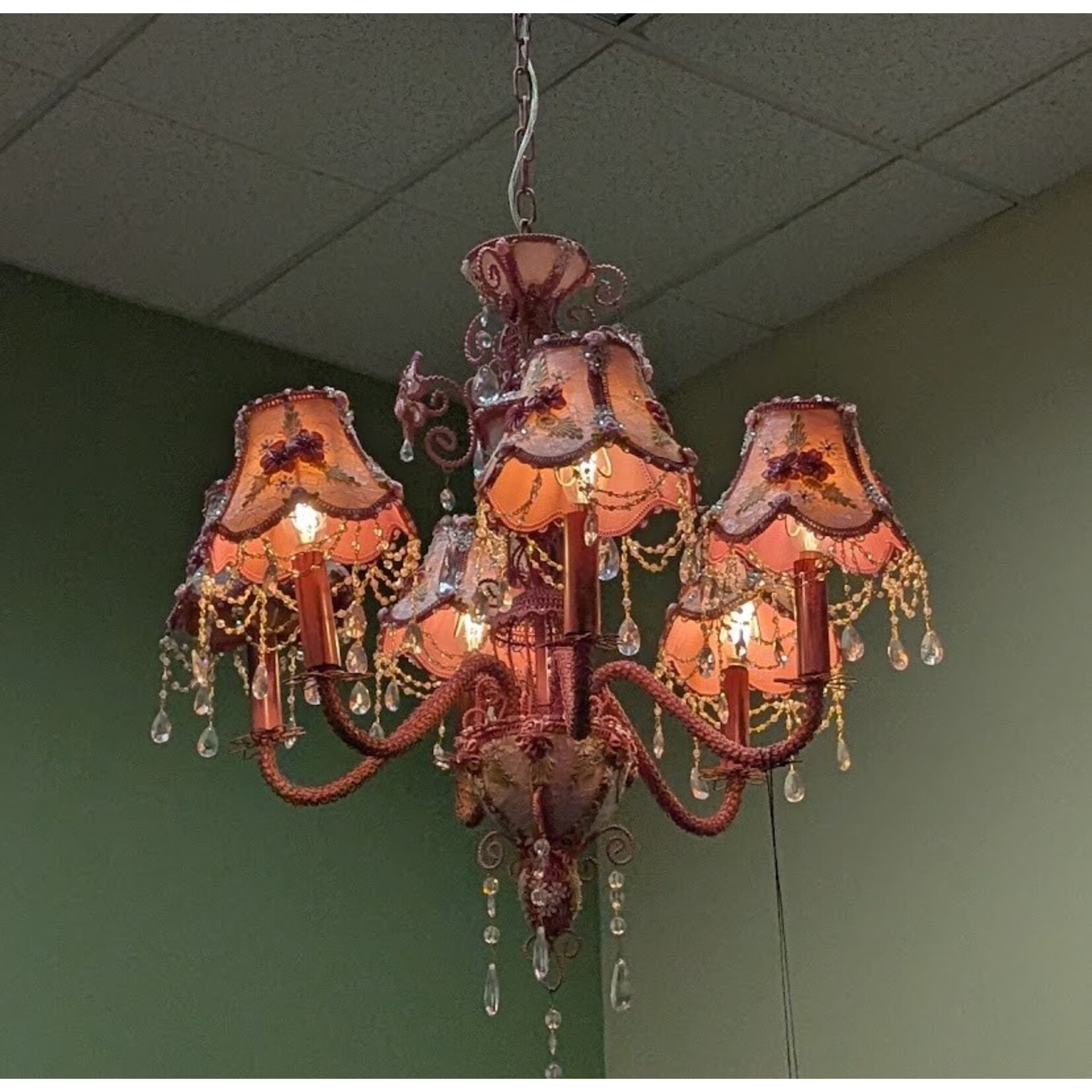 Art Frame Direct Pink Chandelier with Appliqued Shades