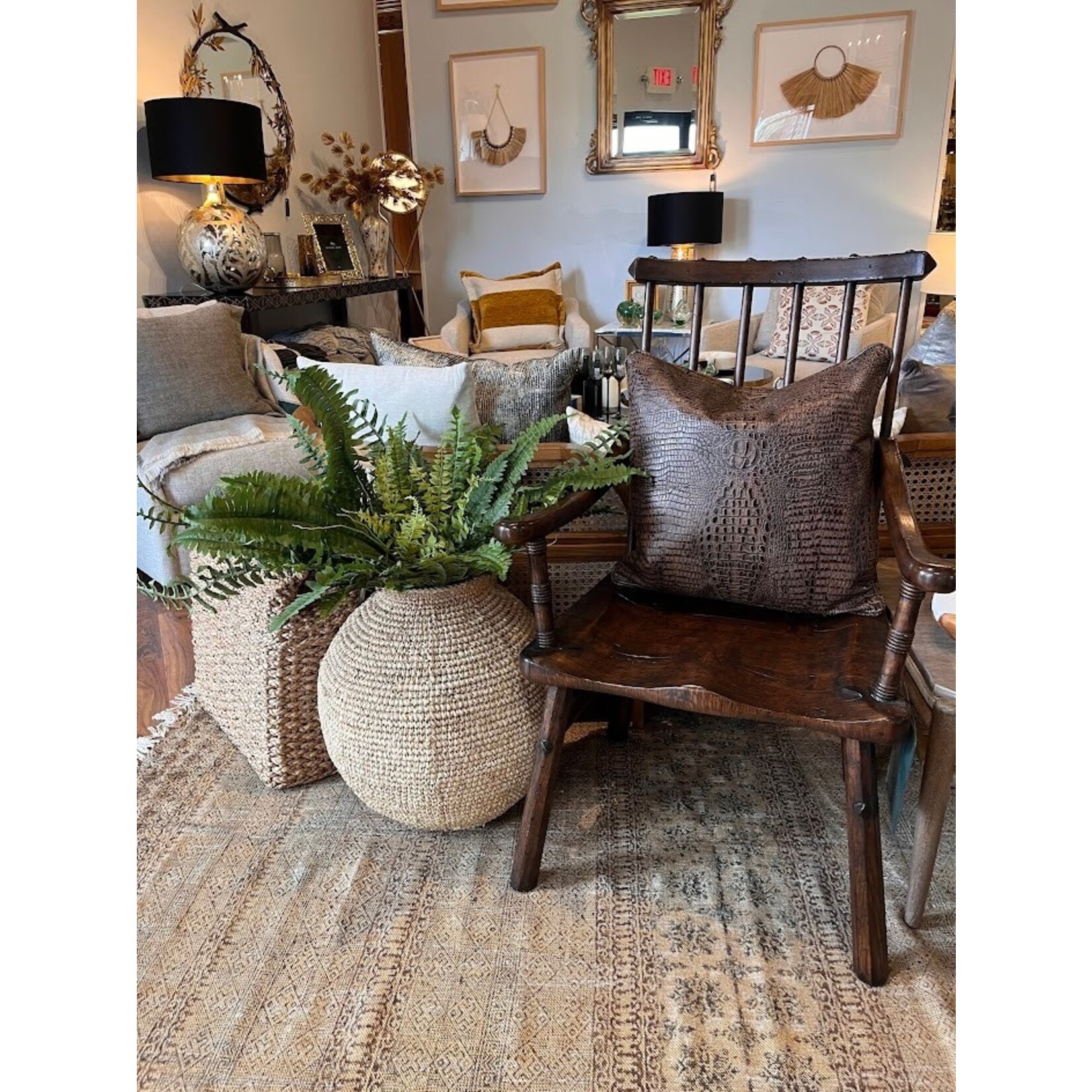 Jonathan Charles Country Arm Chair Rustic Dark Oak w Plank Seat