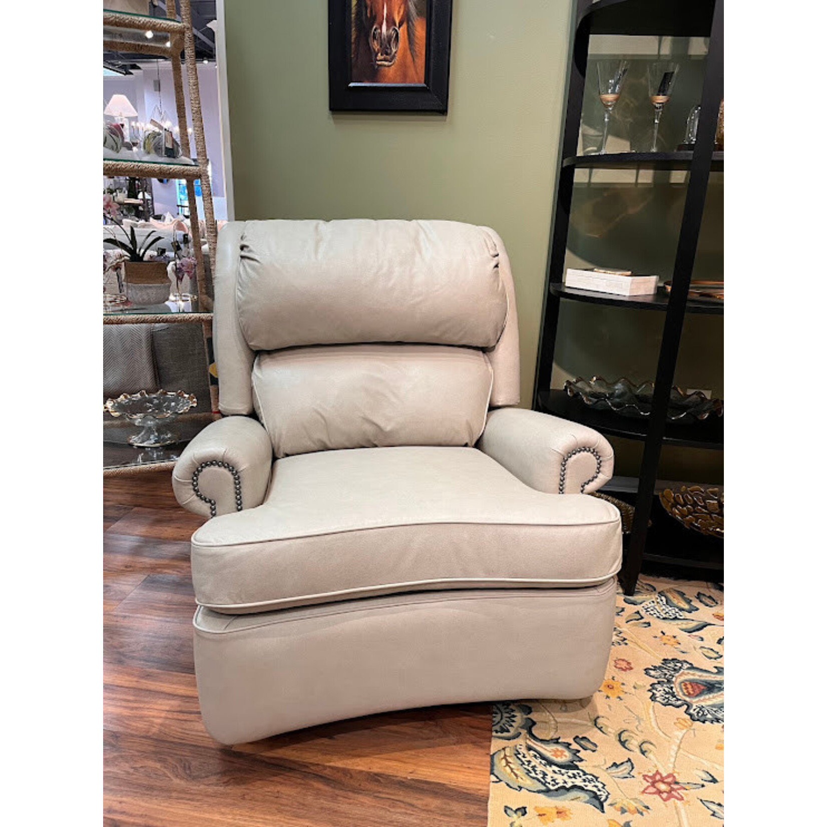 Leathercraft Mathis Swivel Glider Parchment Leather Recliner