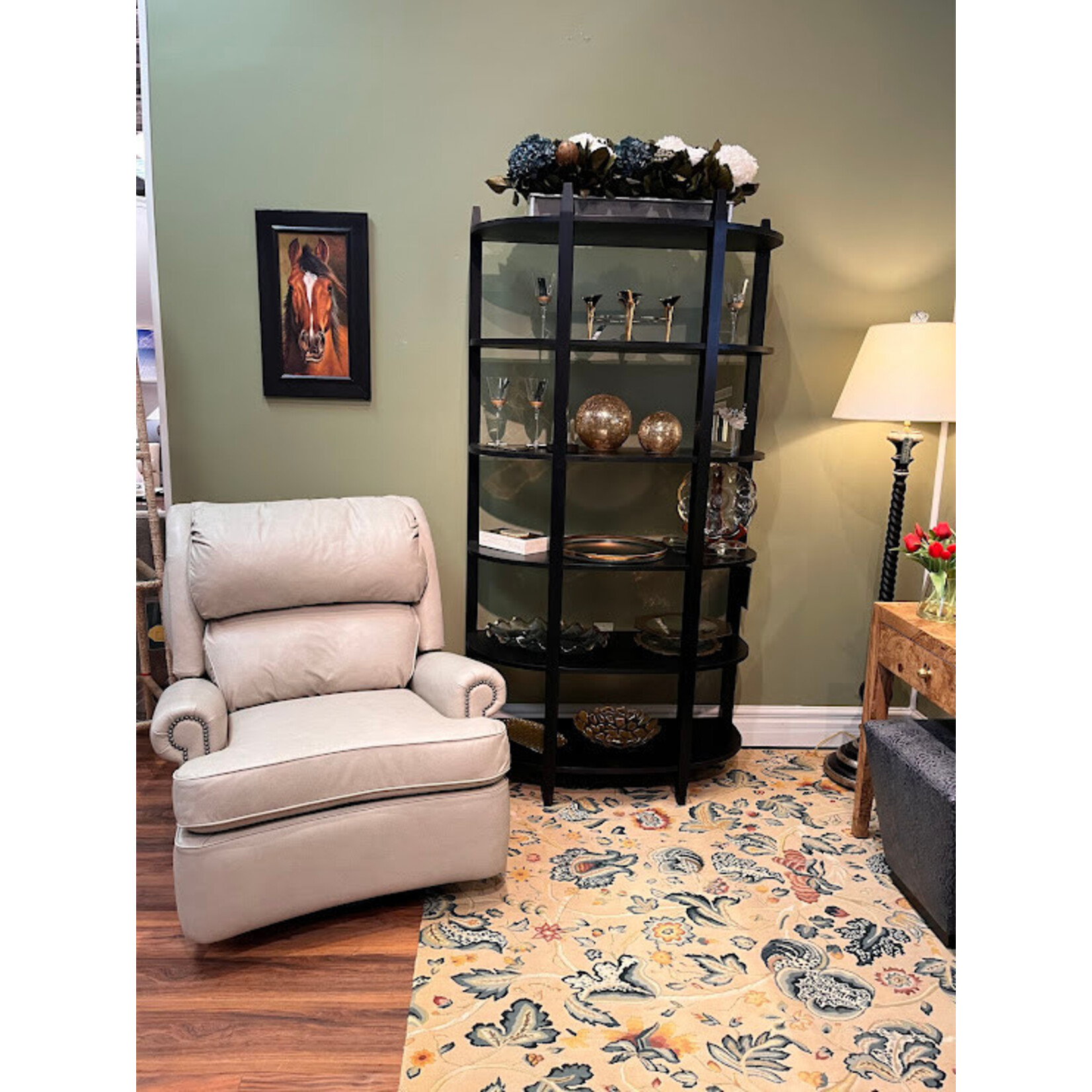 Leathercraft Mathis Swivel Glider Parchment Leather Recliner