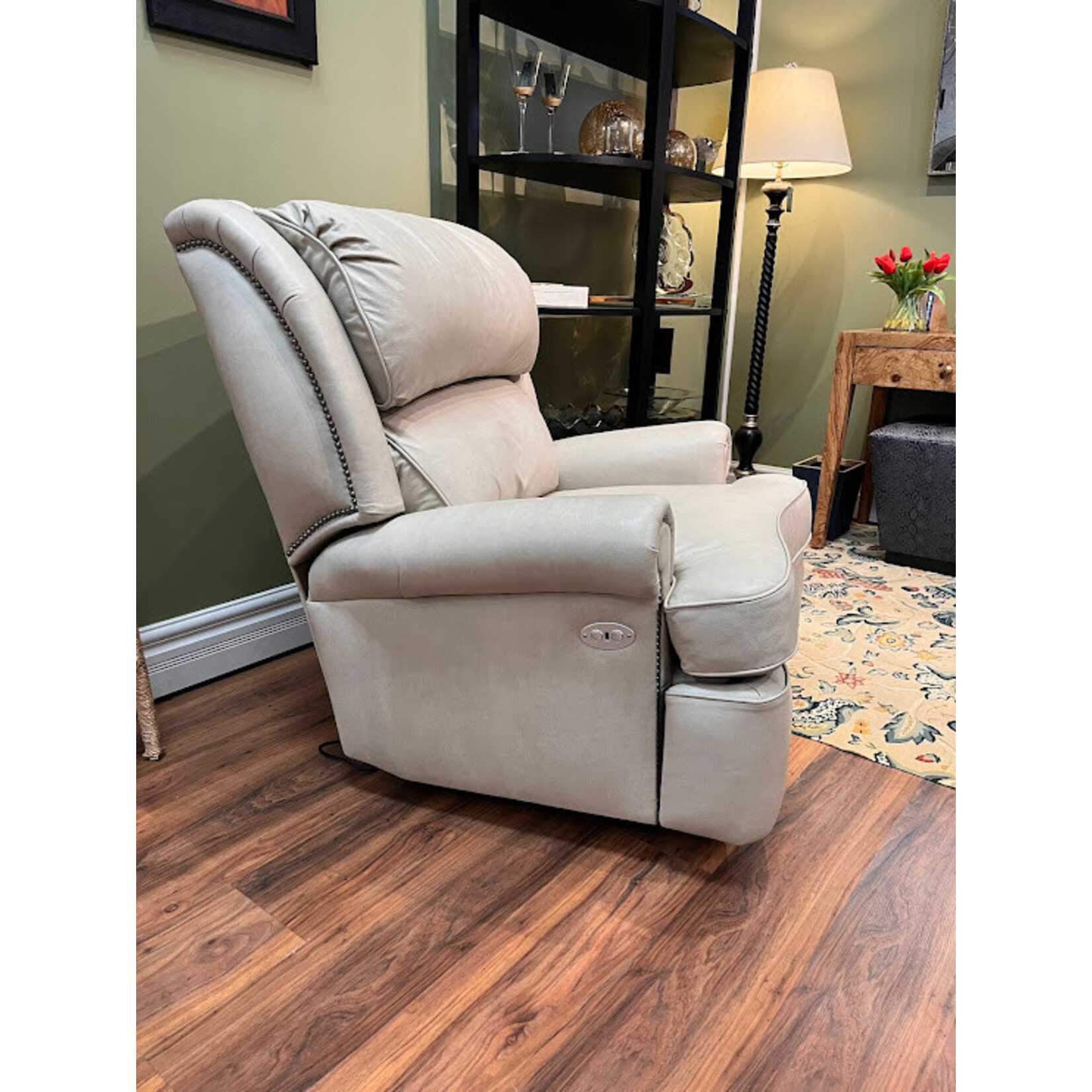 Leathercraft Mathis Swivel Glider Parchment Leather Recliner