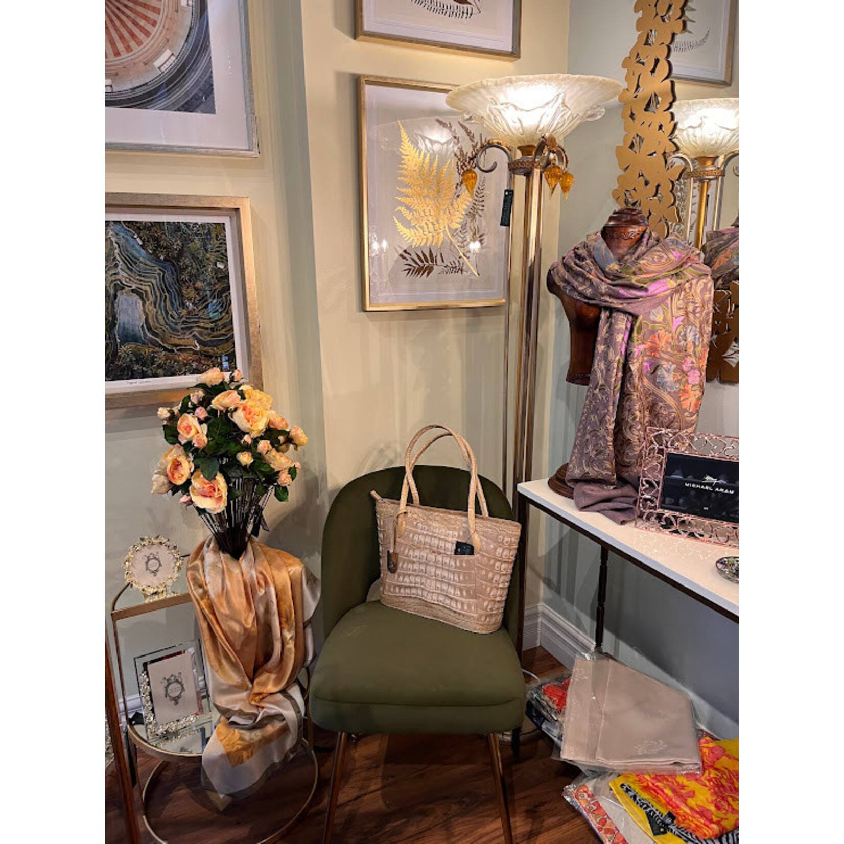 Safavien Aspyn Dining Chair Olive Brushed Gold