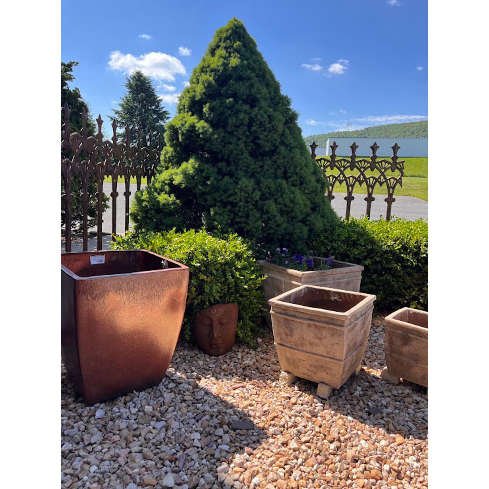 Campania Small Leaf Cast Stone Planter Riser