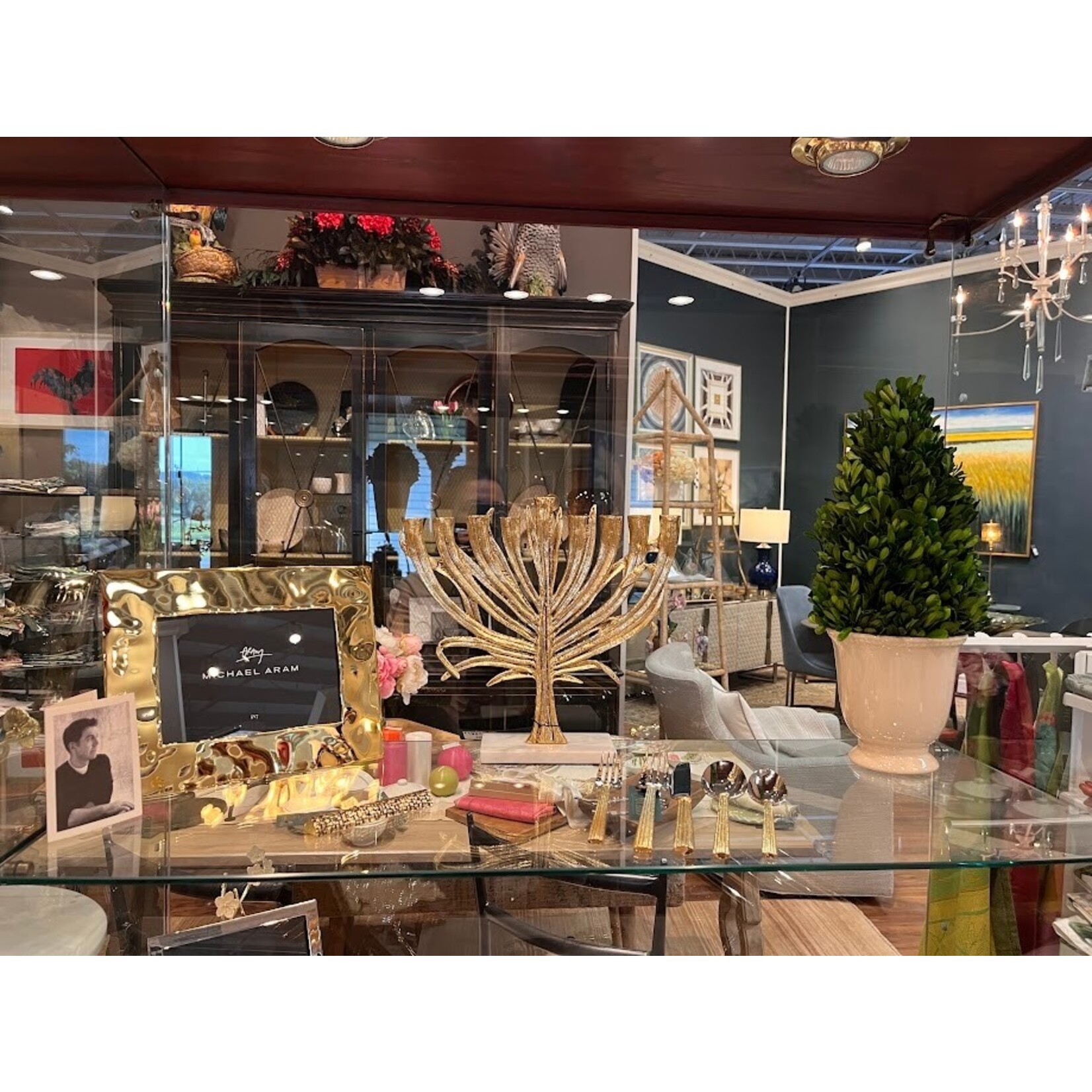 Napa Home and Garden Boxwood Cone In Beaded White Pot Topiary