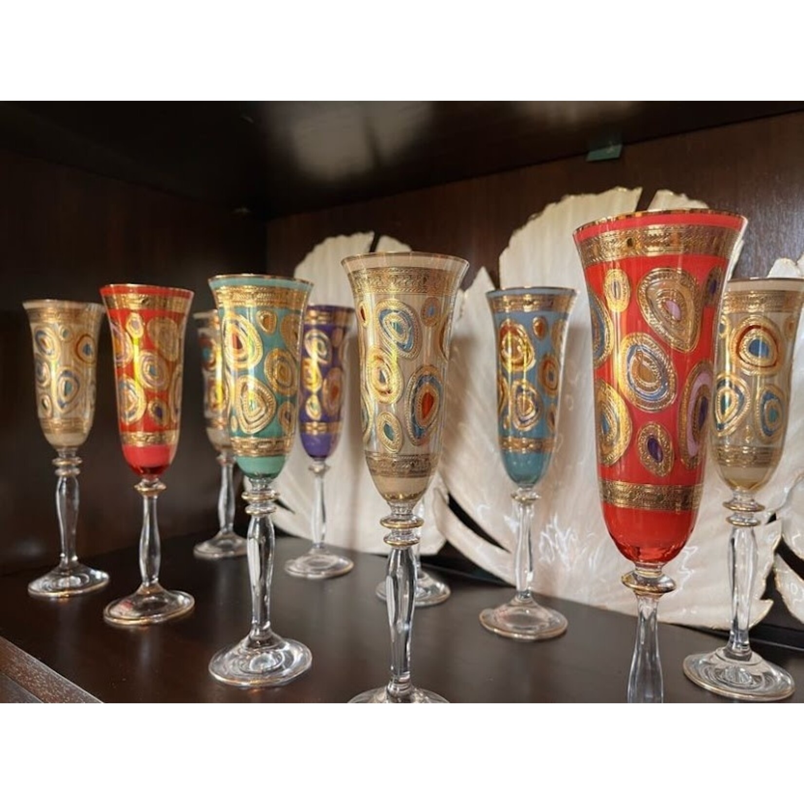 Vietri Regalia Hand Painted Gold Champagne Glass Flute