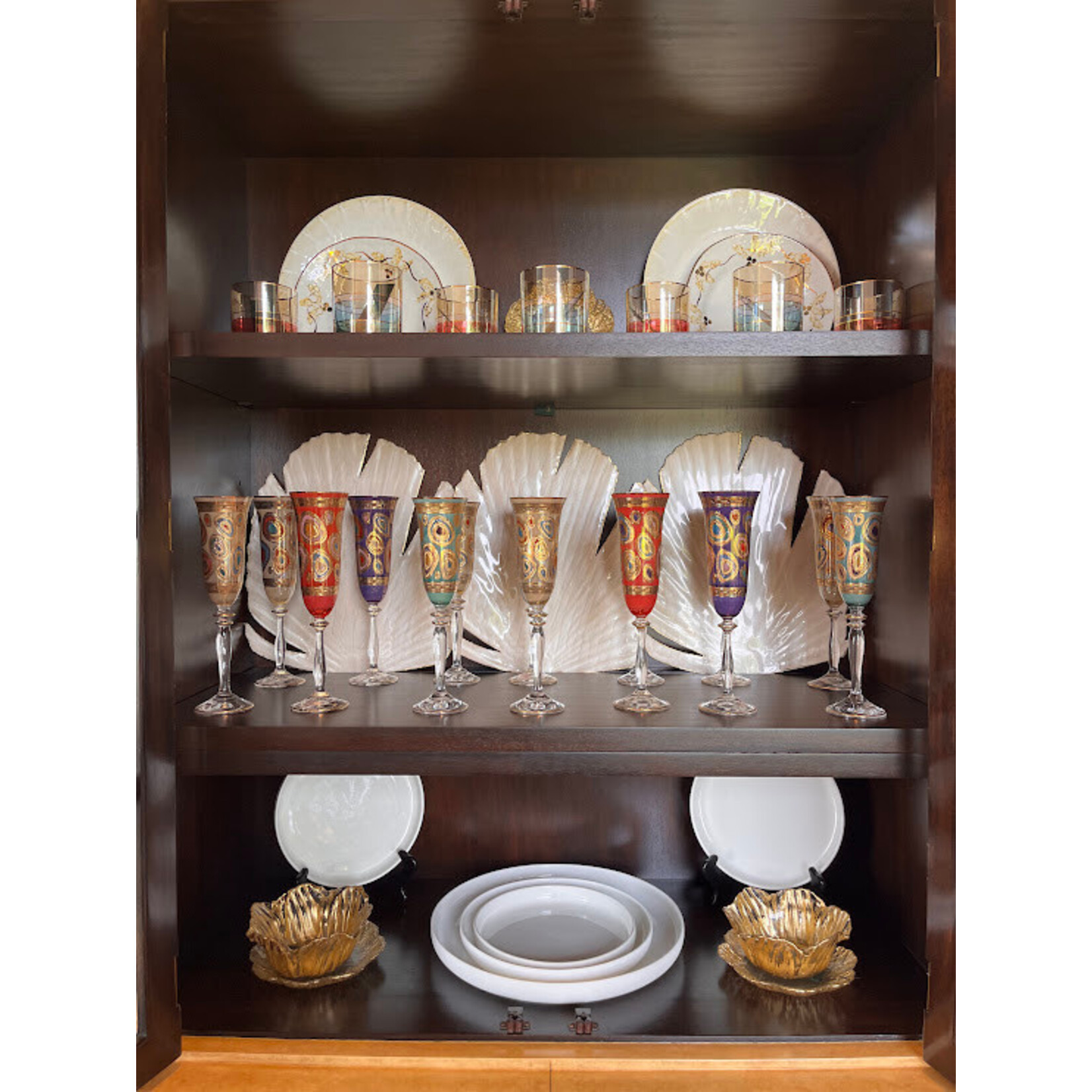 Vietri Regalia Hand Painted Gold Champagne Glass Flute