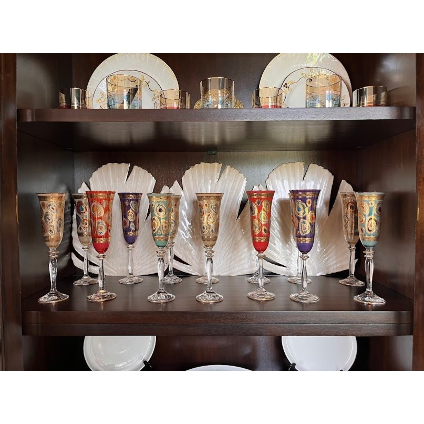 Vietri Regalia Hand Painted Gold Champagne Glass Flute