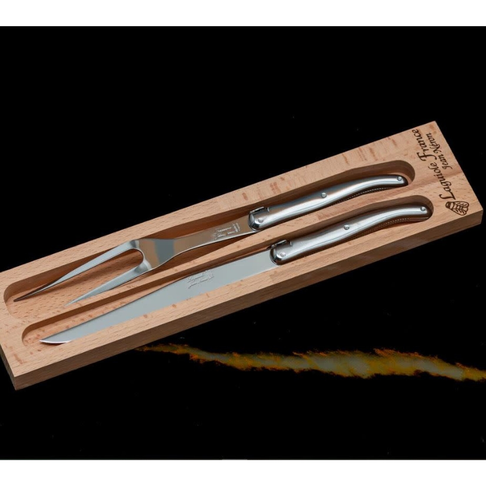 be Home Laguiole Carving Set Platine Stainless Steel in Wooden Box