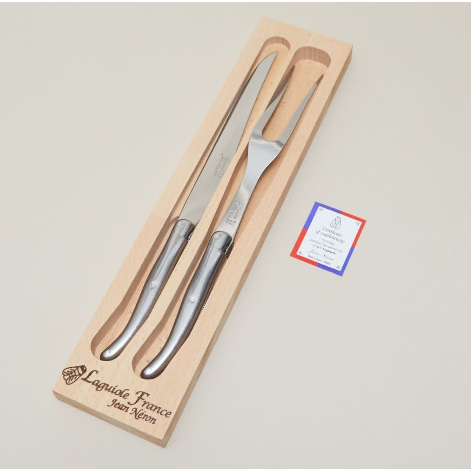 be Home Laguiole Carving Set Platine Stainless Steel in Wooden Box