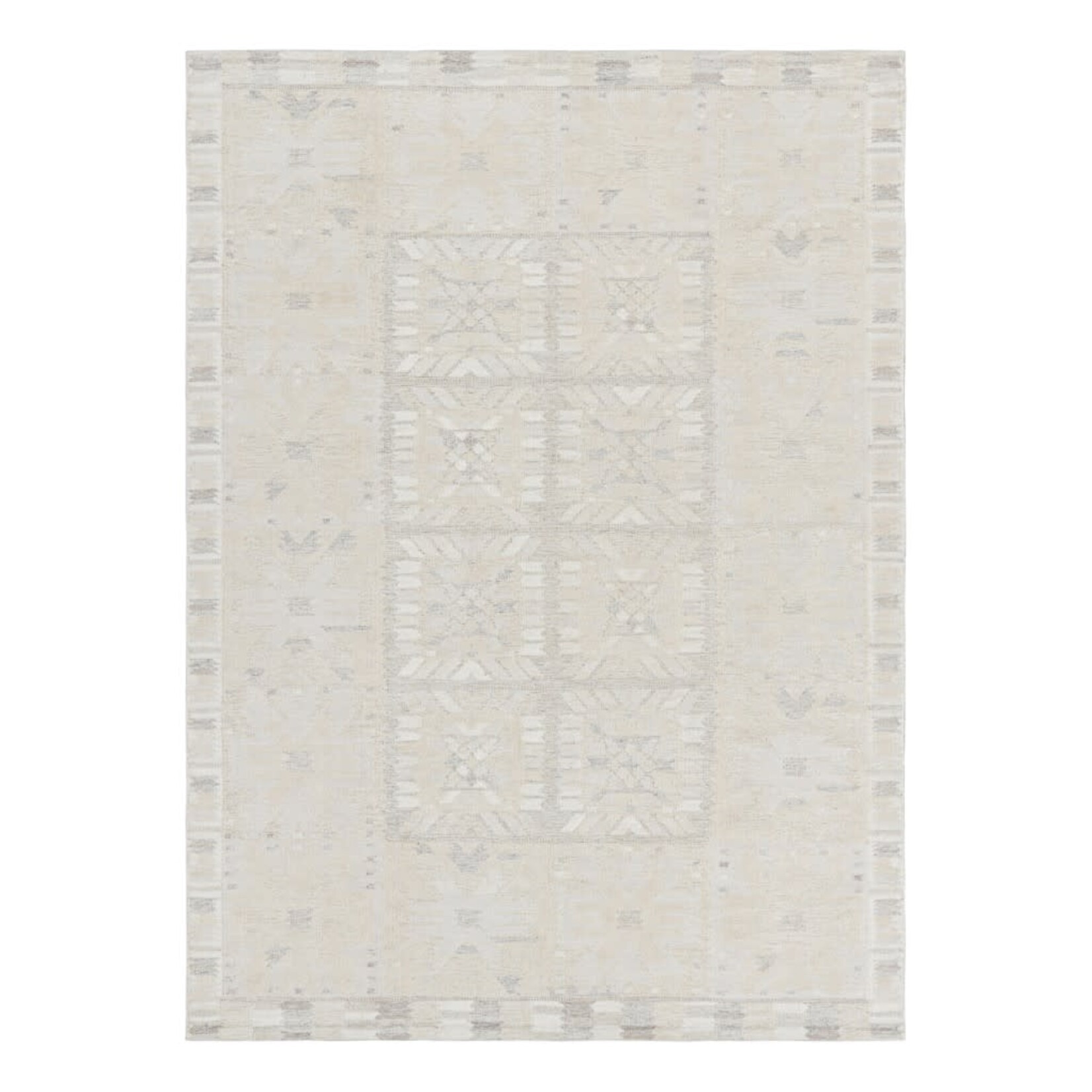 Rug & Kilim Scandinavian Rug with Cream Beige Geometric Pattern 9'x12'3"