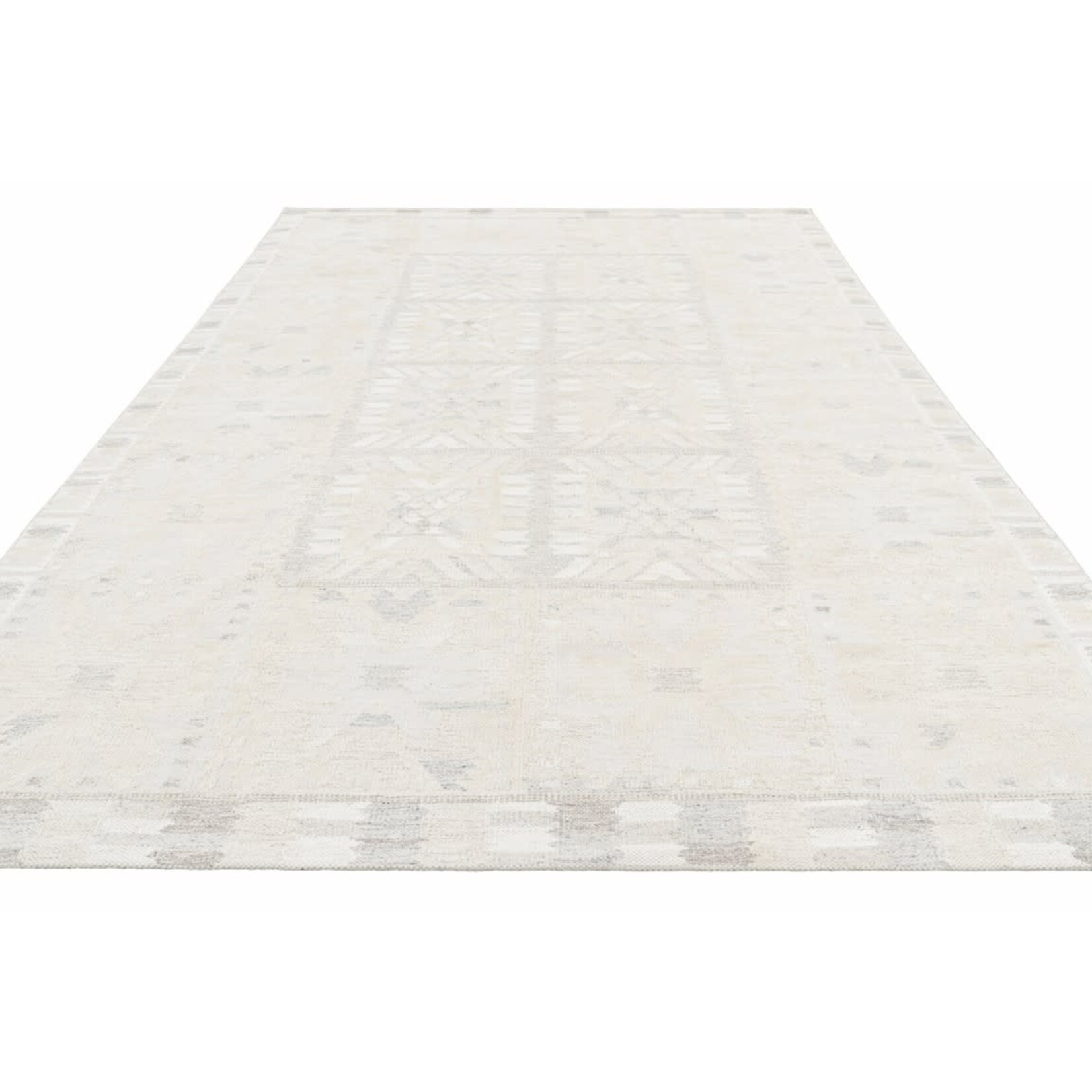 Rug & Kilim Scandinavian Rug with Cream Beige Geometric Pattern 9'x12'3"