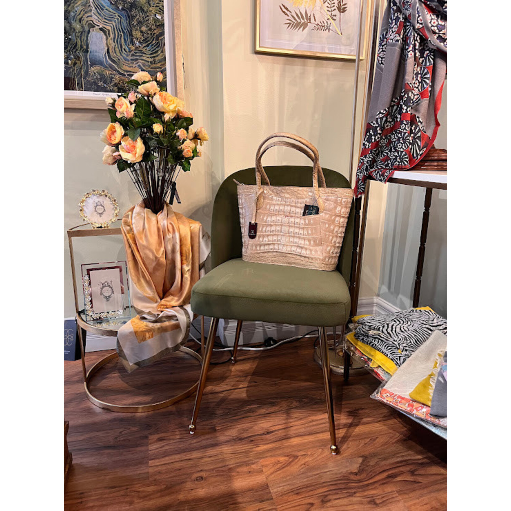 Safavien Aspyn Dining Chair Olive Brushed Gold