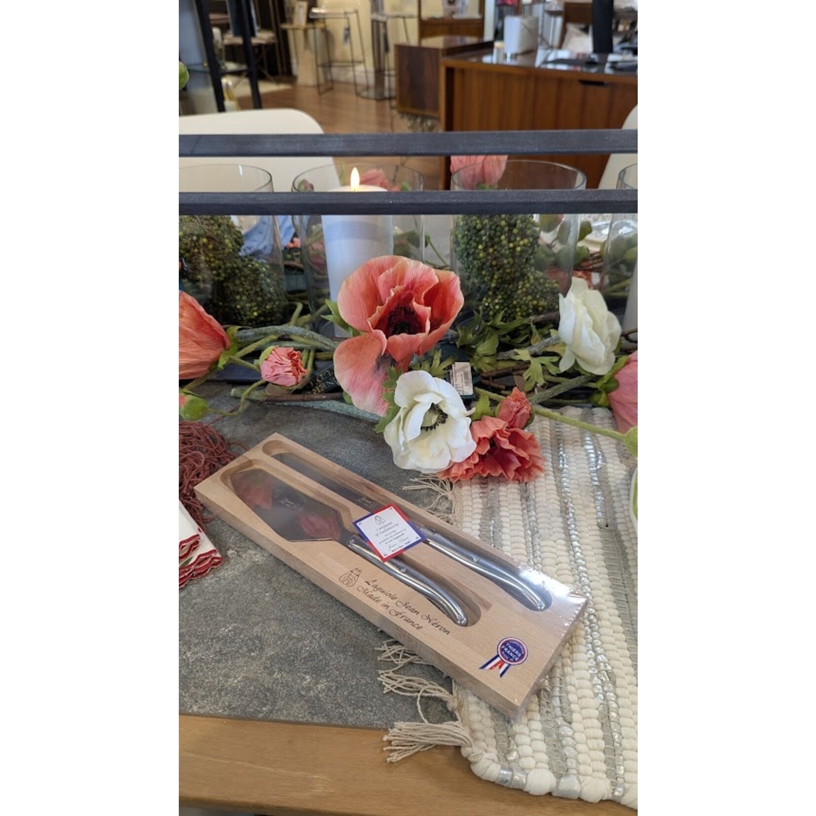 be Home Laquiole Cake Serving Set Platine Stainless Steel in Wooden Box
